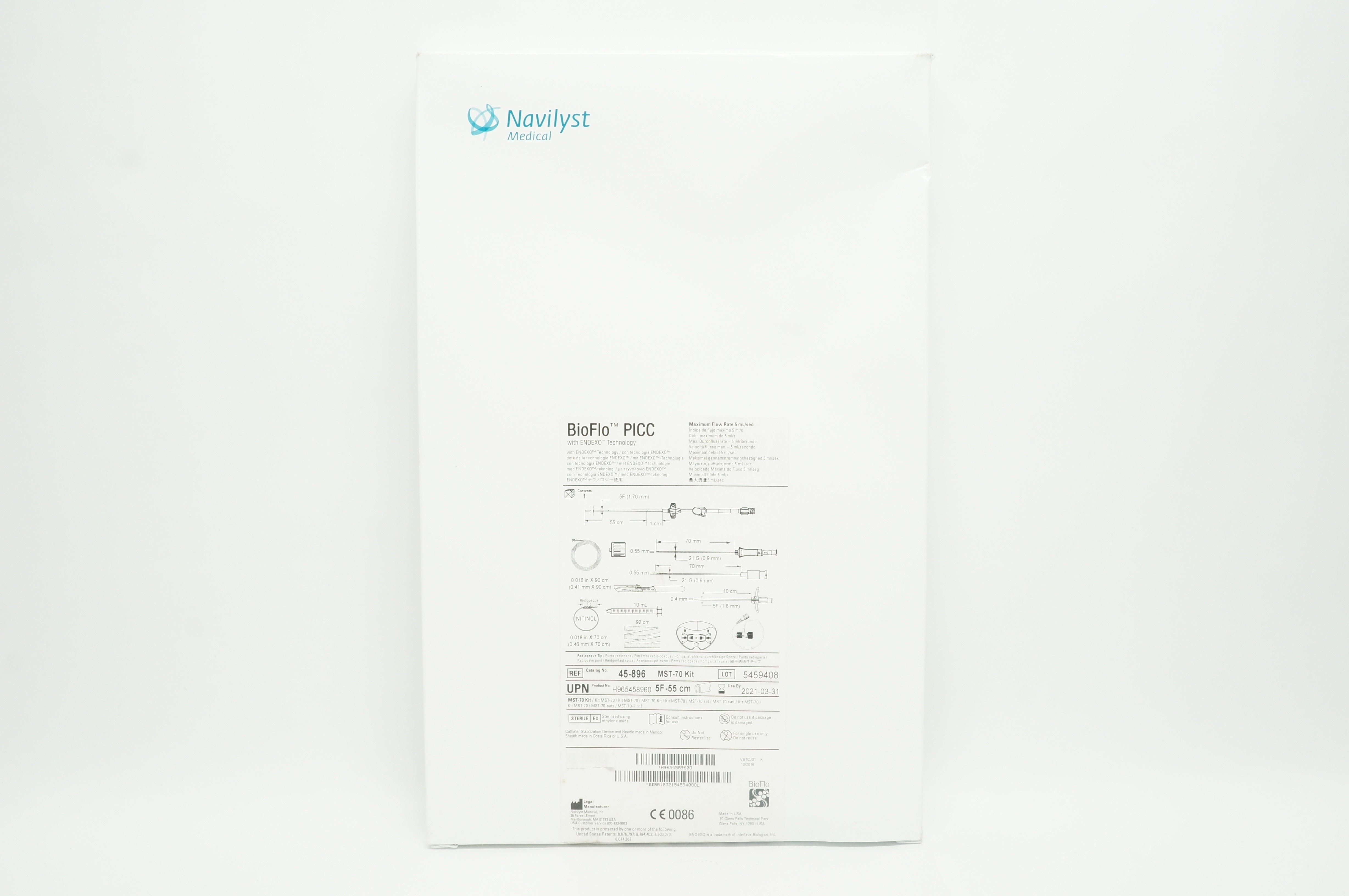 Navilyst Medical 45-896 BioFlo PICC With Endexo Technology 5F x 55cm