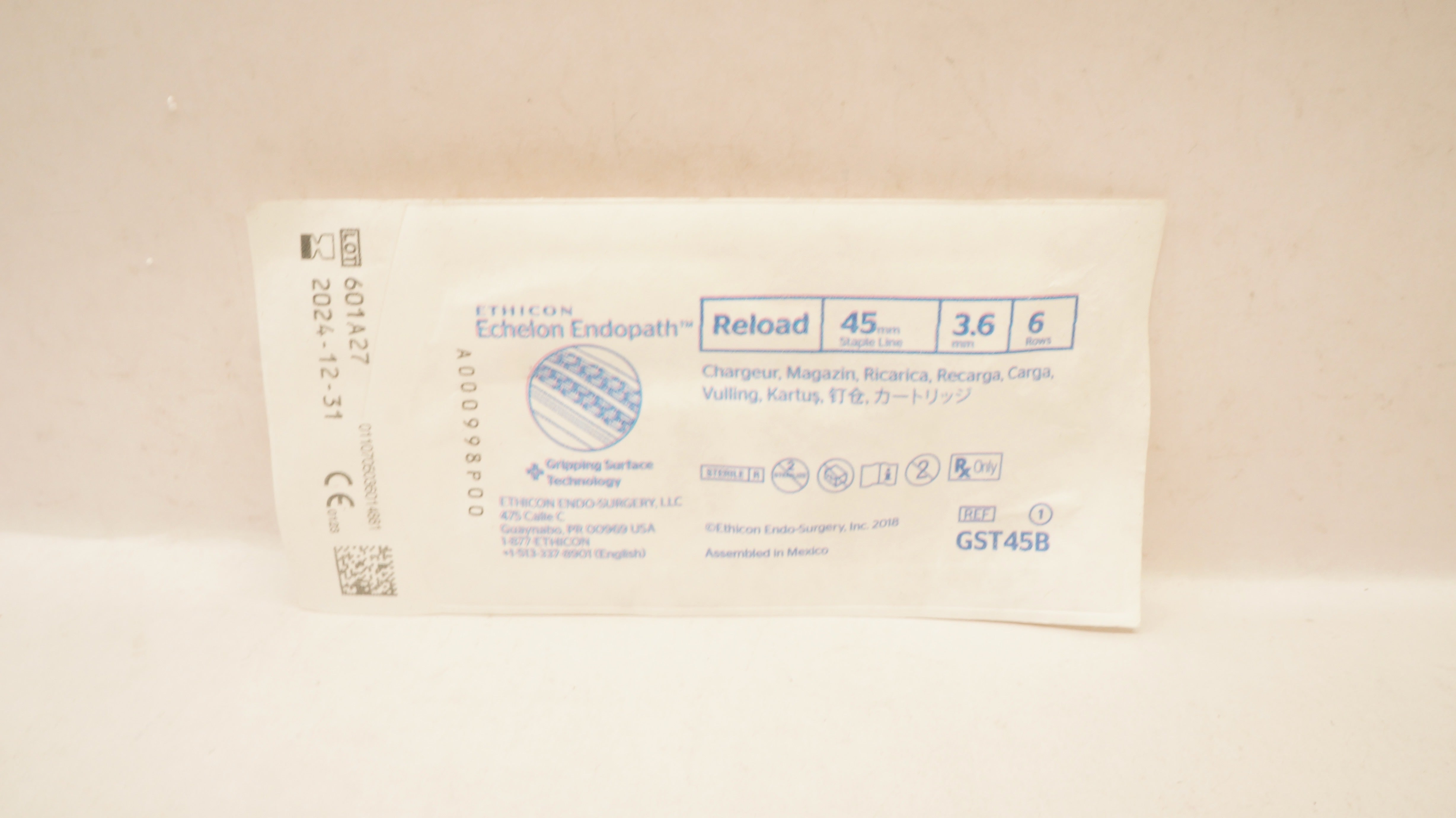 Ethicon GST45B Echelon Endopath Reload 45mm Staple Line 3.6mm 6 Rows