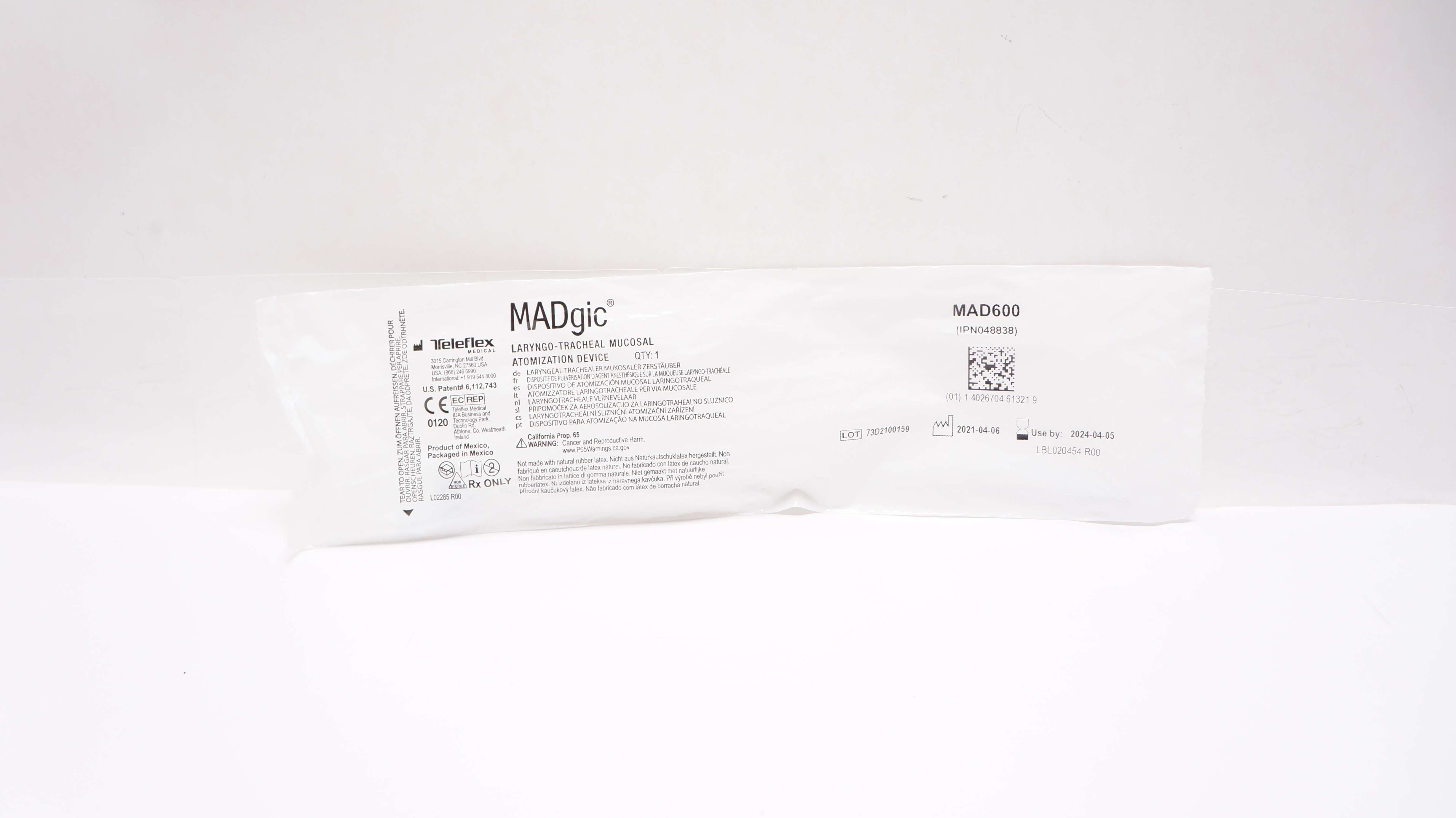 Teleflex MAD600 MADgic Laryngo-Tracheal Mucosal Atomization Device