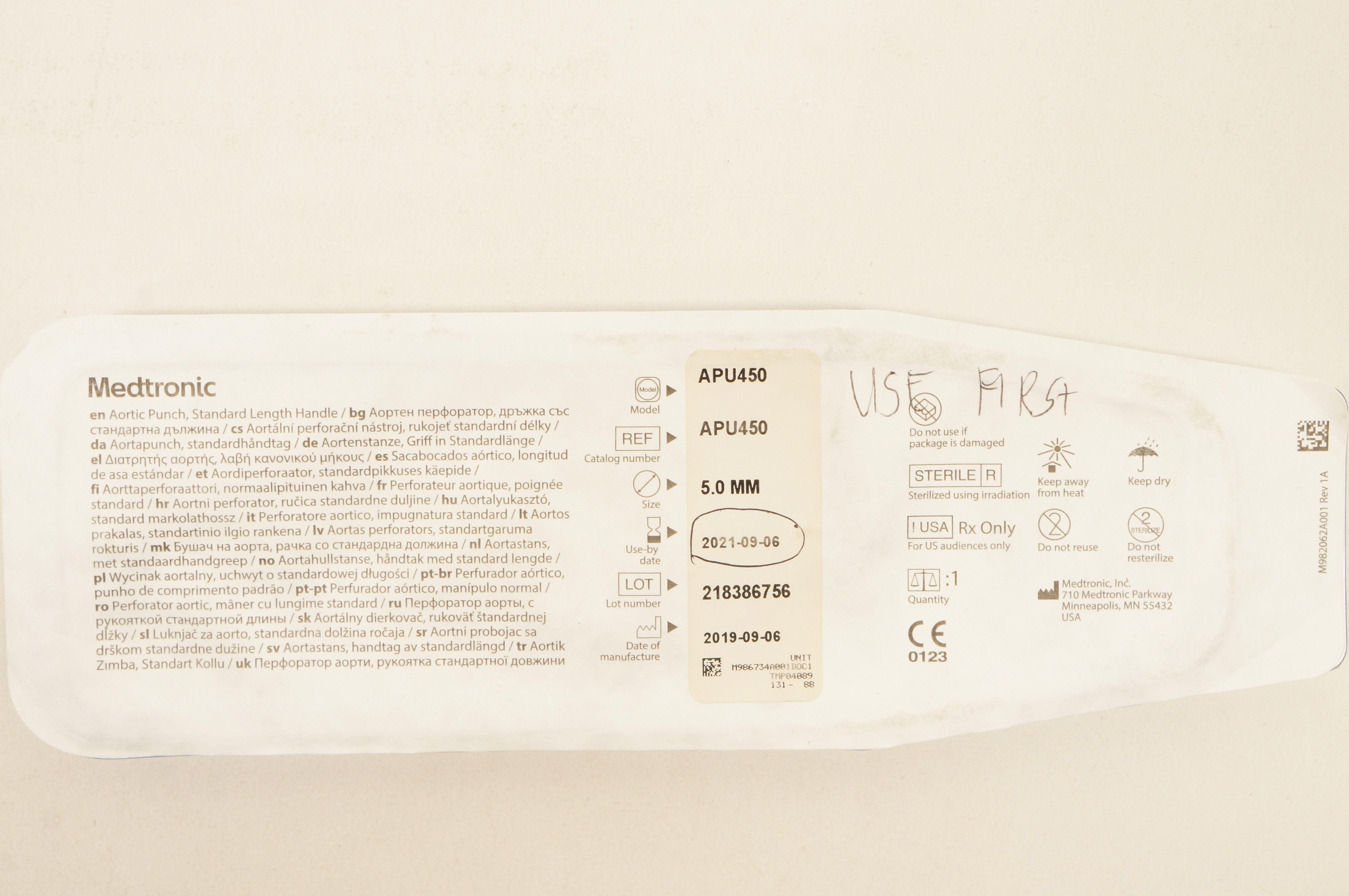 Medtronic APU450 Aortic Punch, Standard Length Handle 5.0mm (x)
