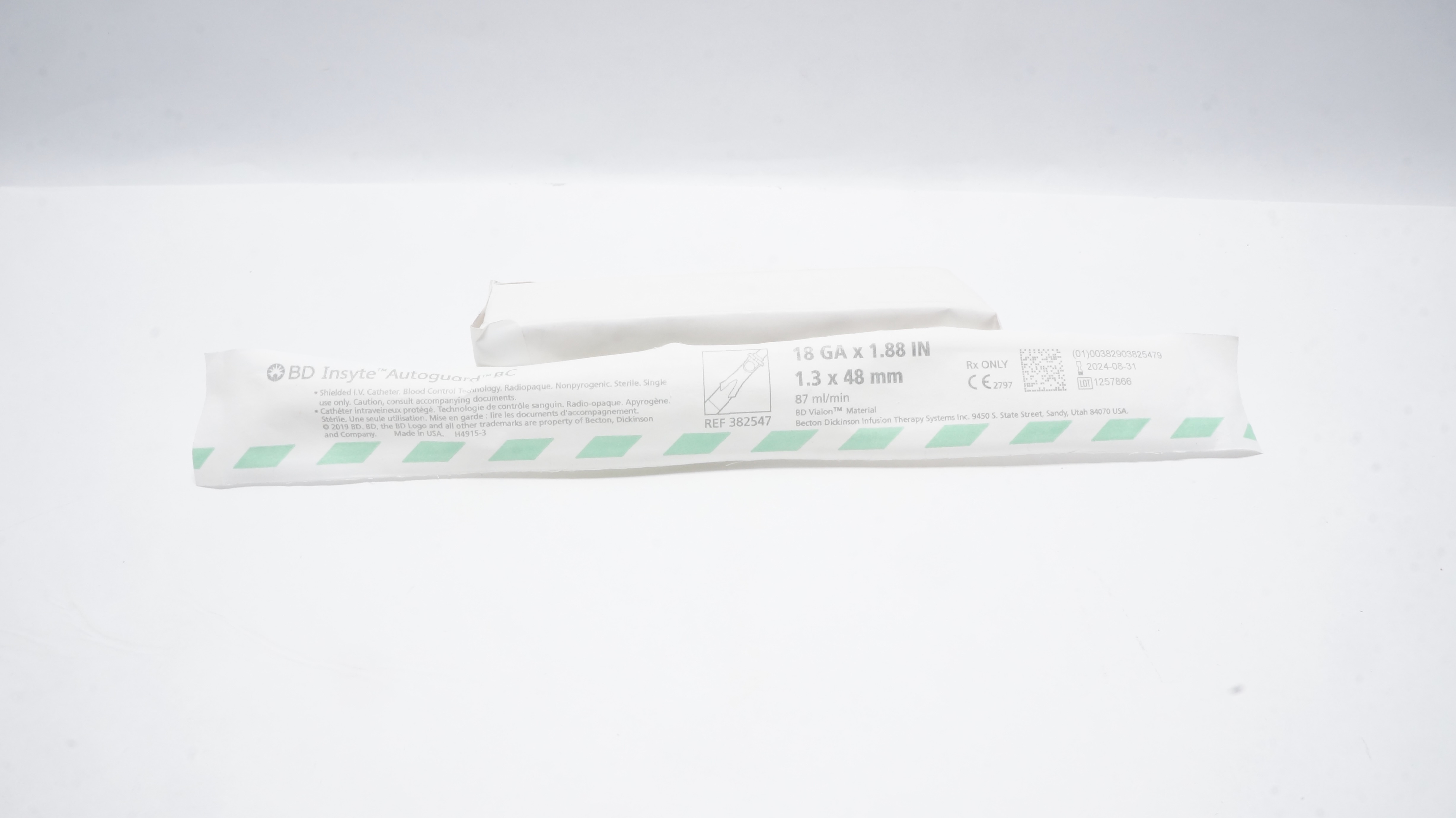 BD 382547 Insyte Autoguard Shielded I.V. Cath. 18Ga x 1.88inch 87ml/min