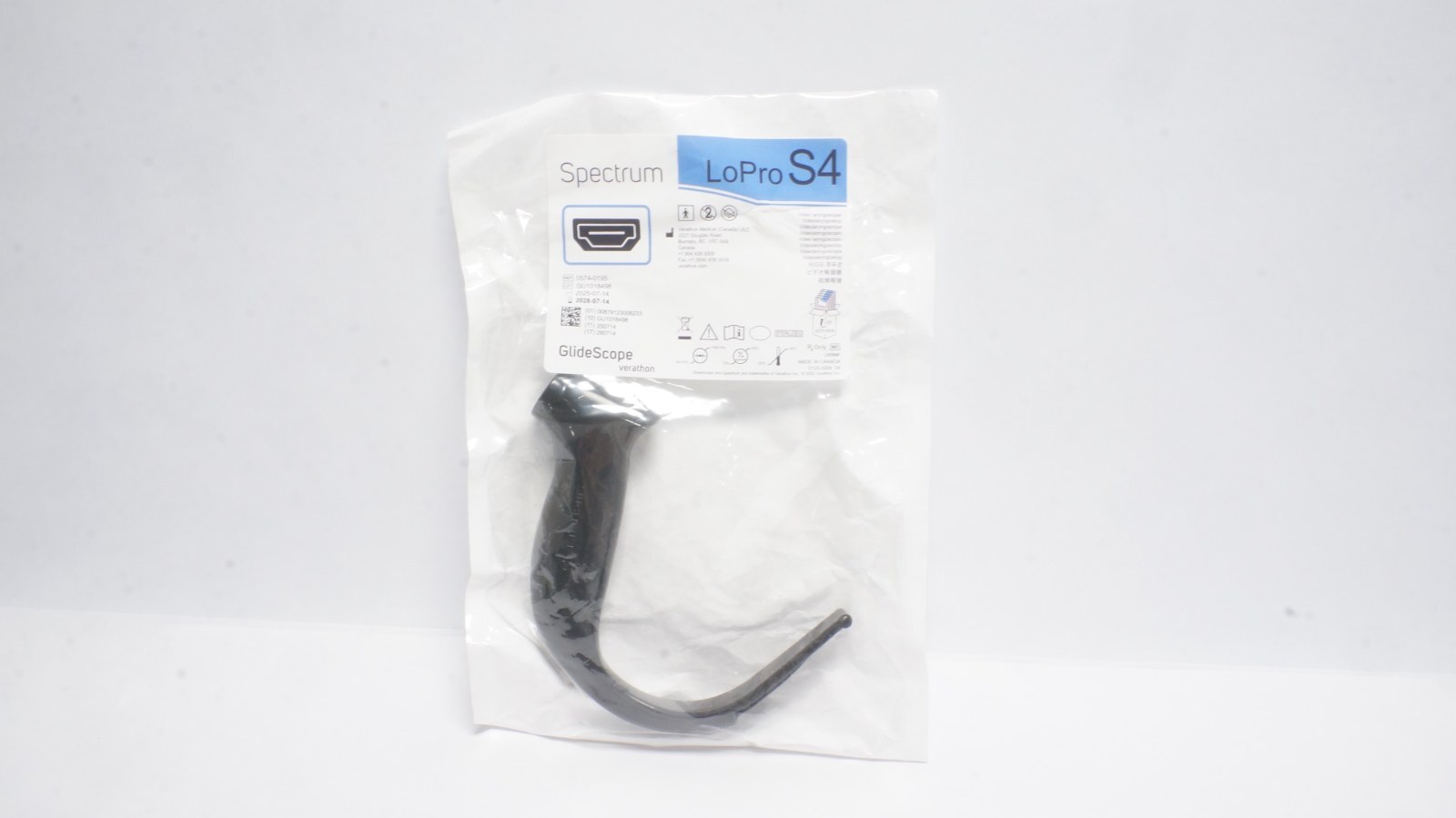Verathon 0574-0195 Spectrum LoPro S4 Video Laryngoscope Size S4