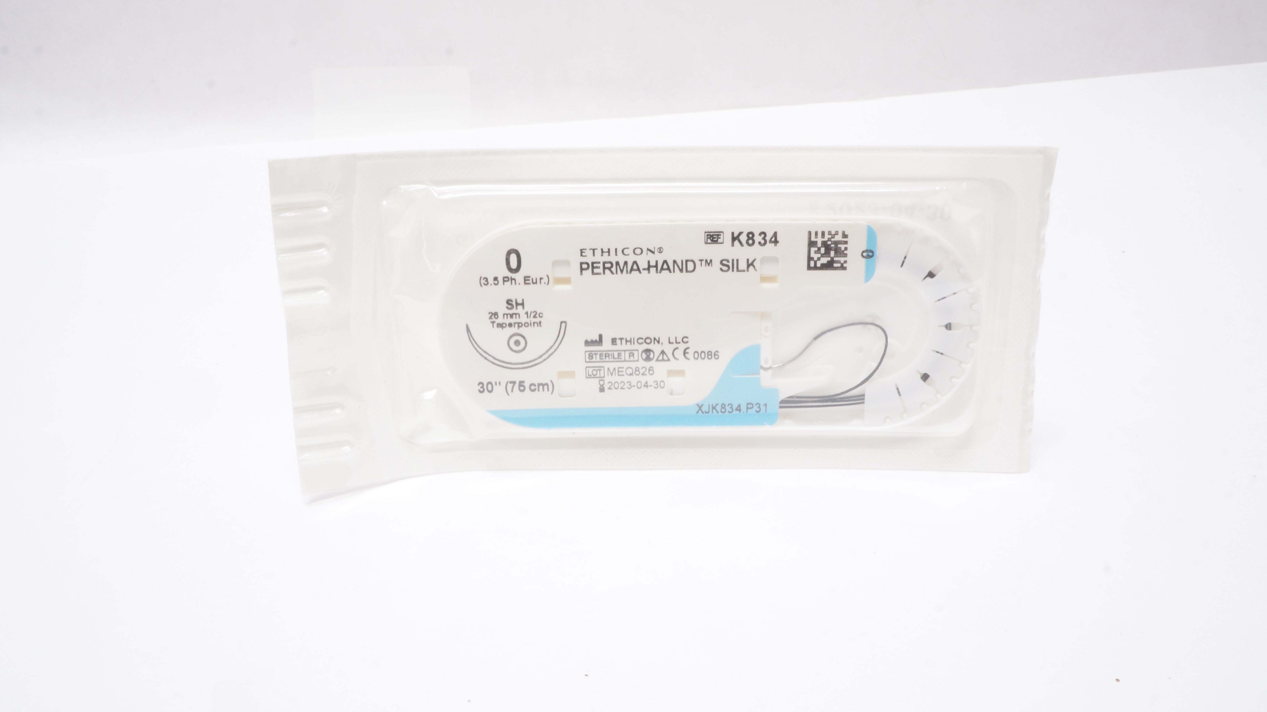 Ethicon K834 0 PERMA-HAND SILK, SH, 26mm 1/2c Taperpoint, 30inch (x)
