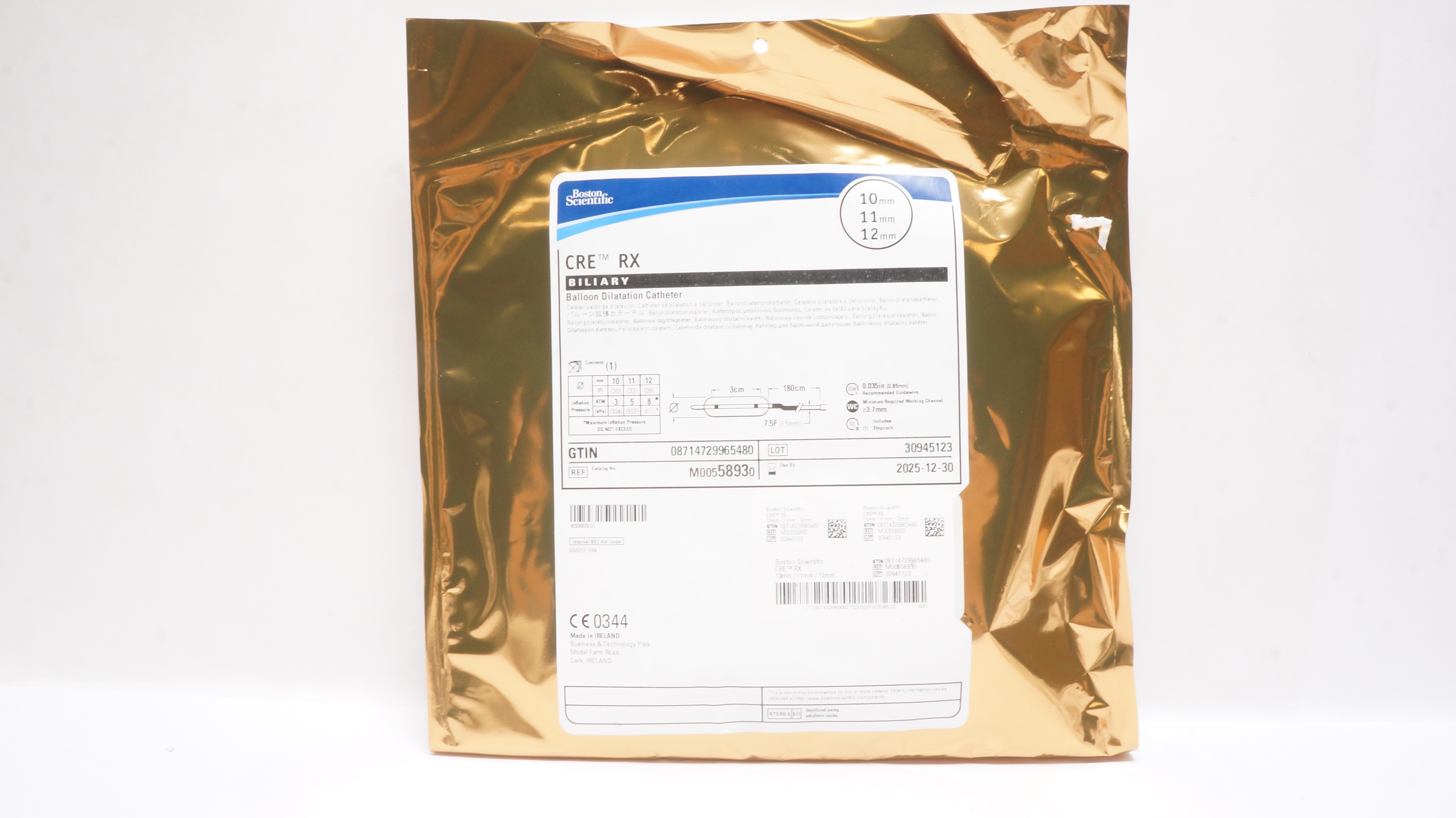 Boston Scientific 5893  Biliary Balloon Dilatation Cath. 10 x 11 x 12mm
