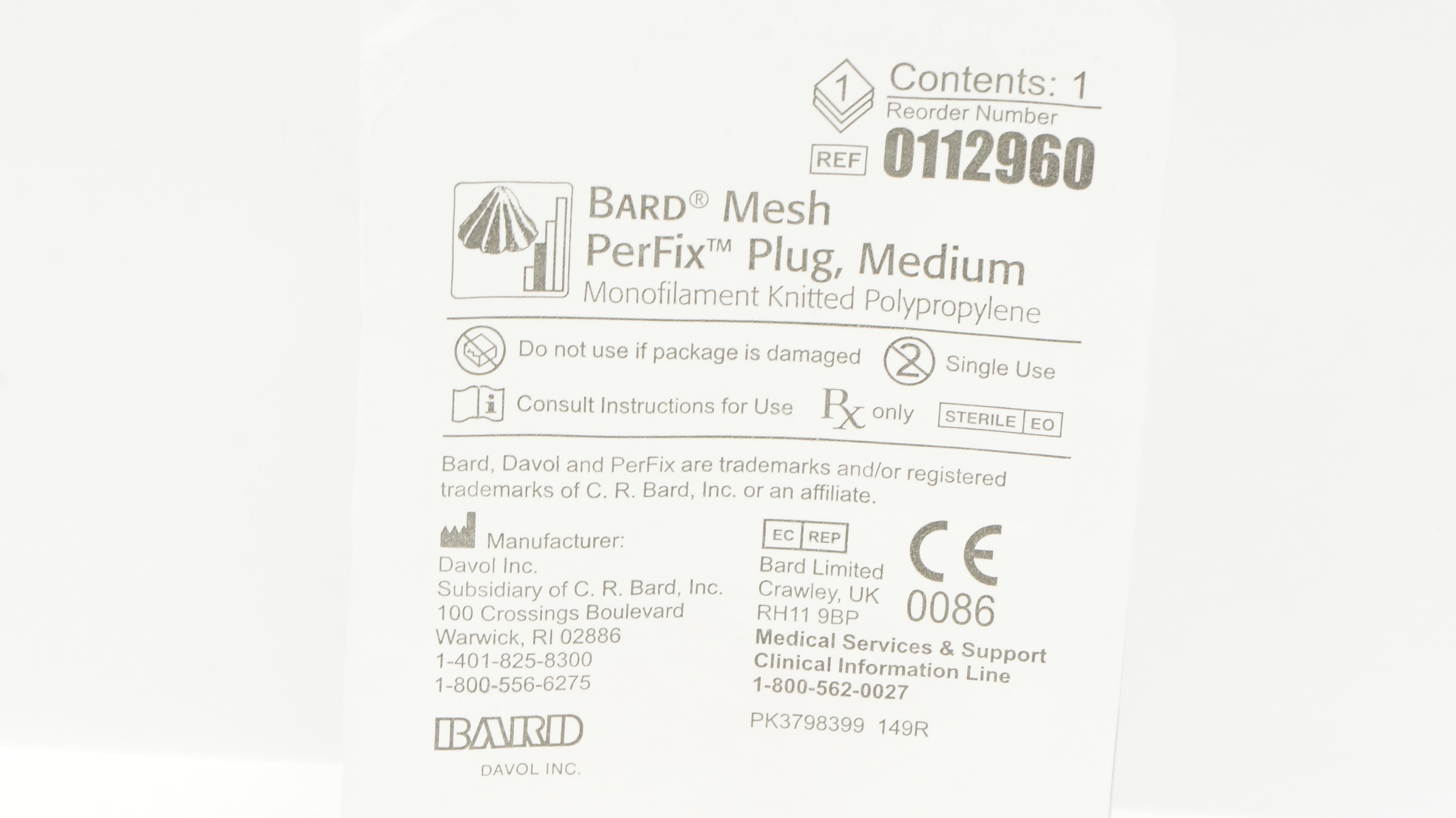 Bard 0112960 PerFix Plug Mesh, Medium (x)