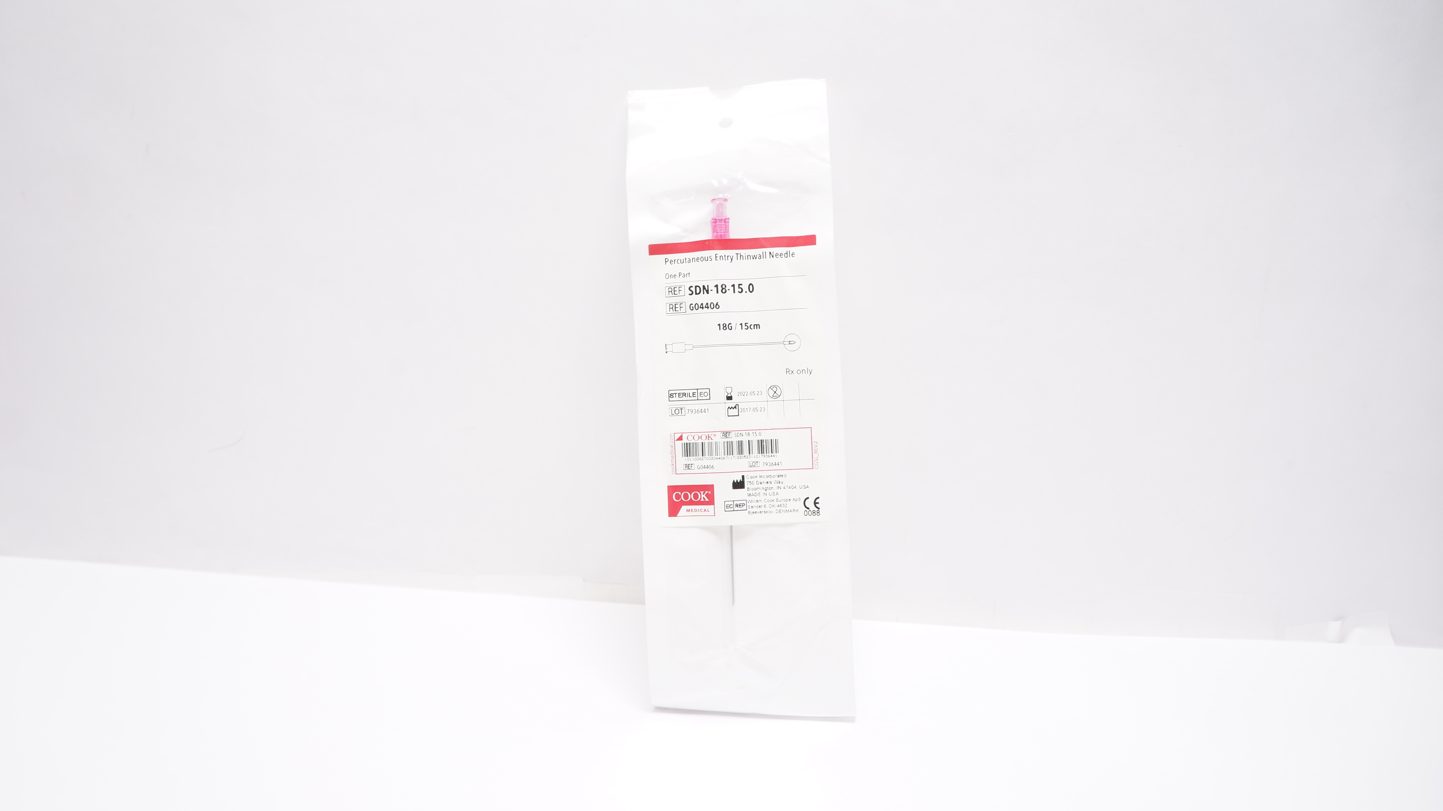 Cook Medical G04406 Percutaneous Entry Thinwall Ndle. 18G/15cm (x)