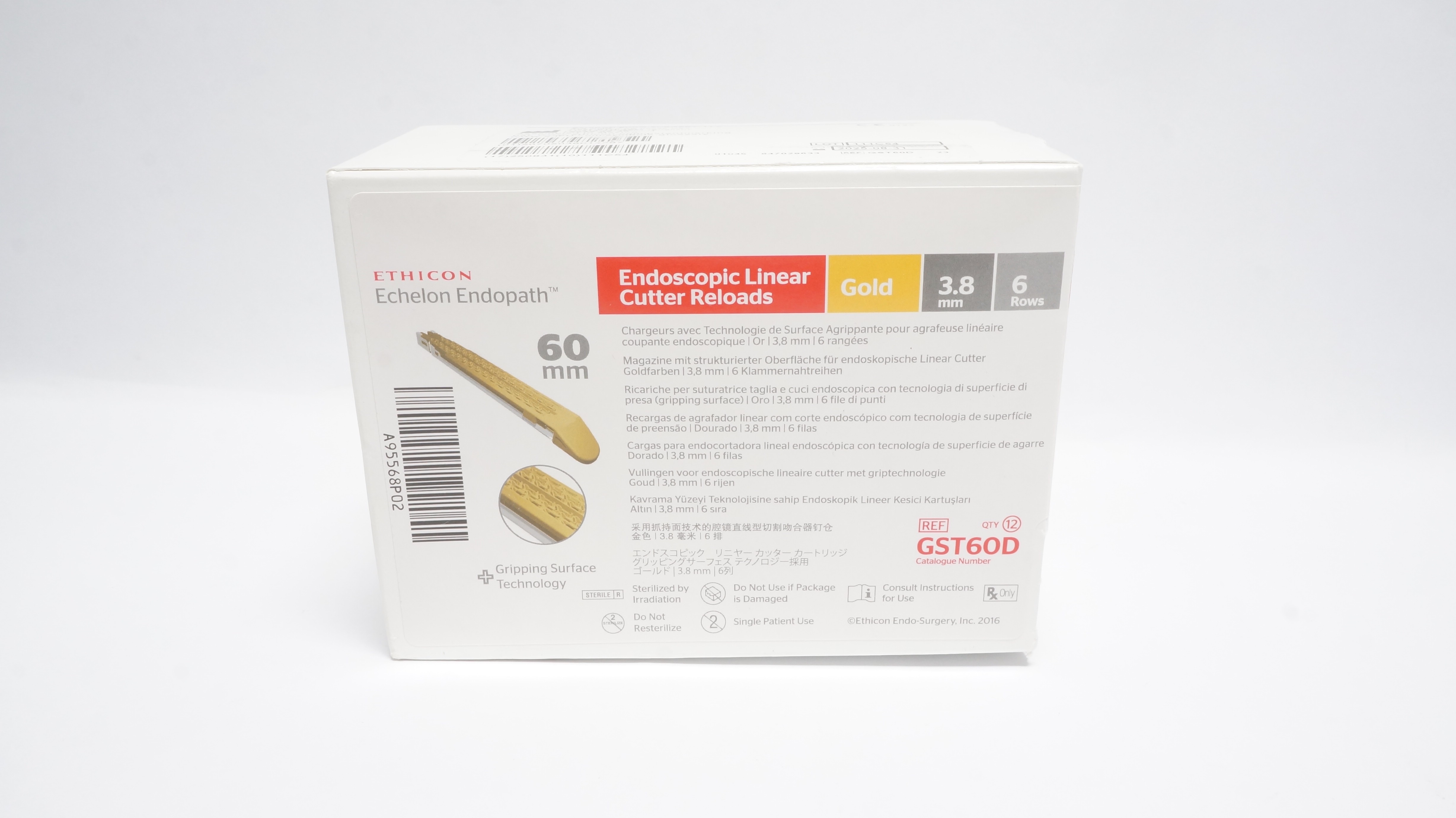 Ethicon GST60D Endopath Echelon Reloads Gold 6Rows  3.8mm x 60mm (x) - Box of 11