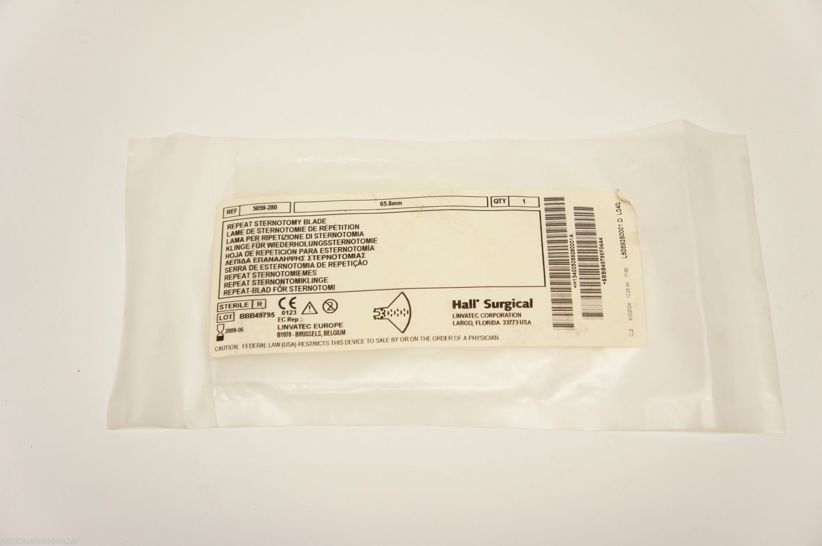5059-280 ~ Linvatec Repeat Sternotomy Blade 65.8mm (x)
