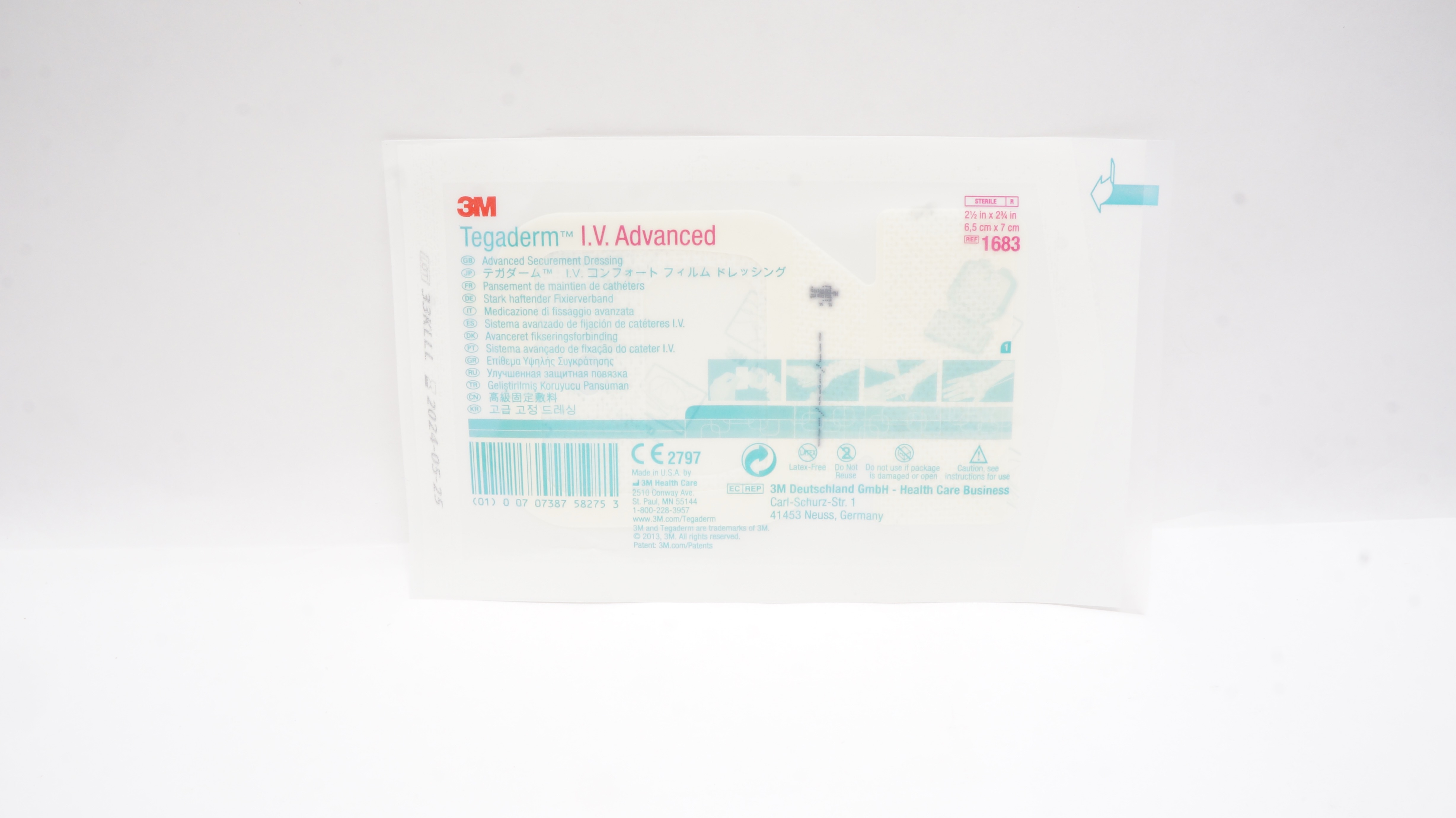 3M 1683 Tegaderm IV Advanced Securement Dressing 2-1/2inch x 2-3/4inch