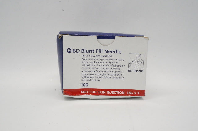 BD 305181 Blunt Fill Ndle 18G x 1 TW - Box of 100