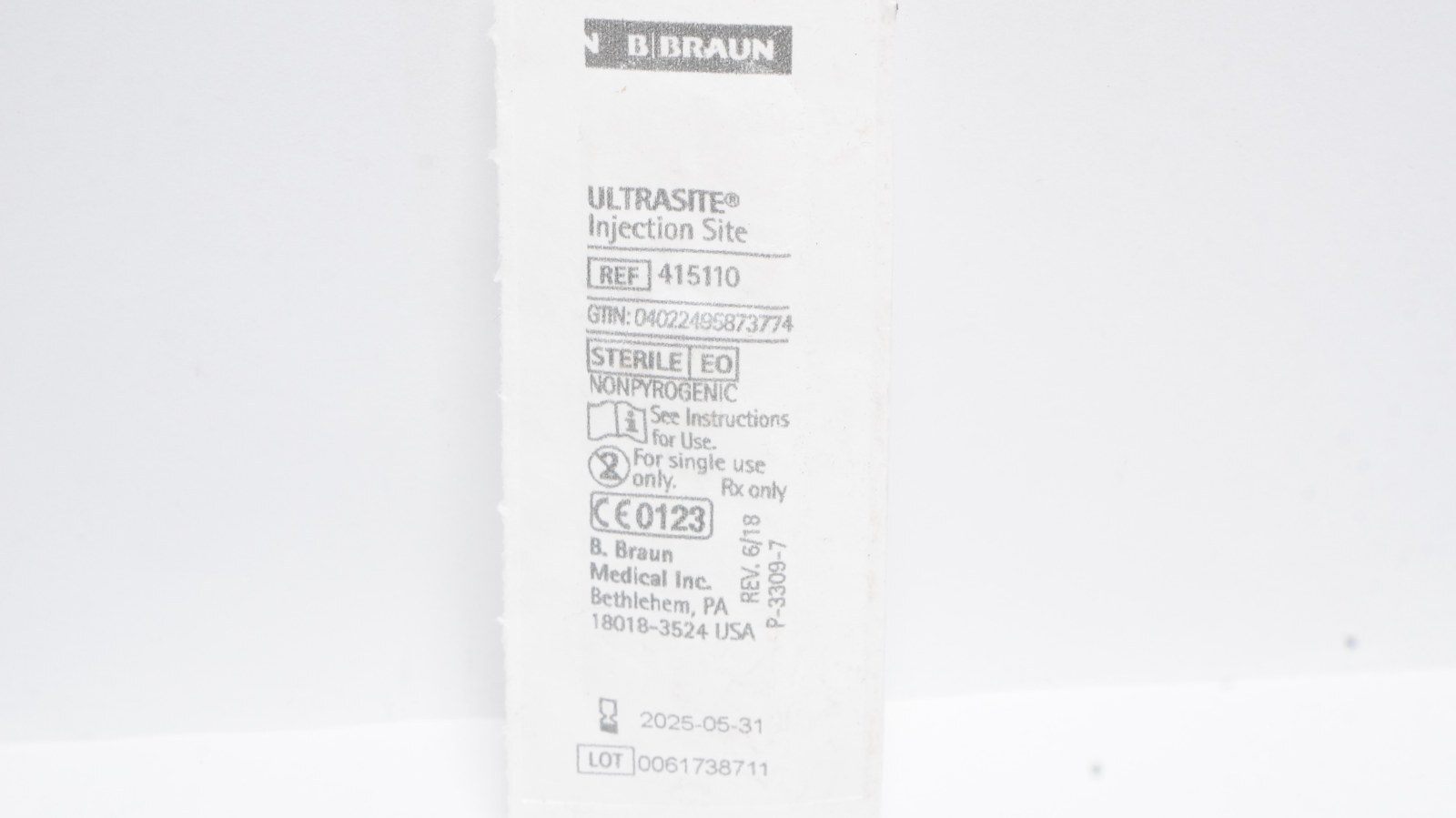 B. Braun 415110 ULTRASITE Injection Site Sterile Single Use