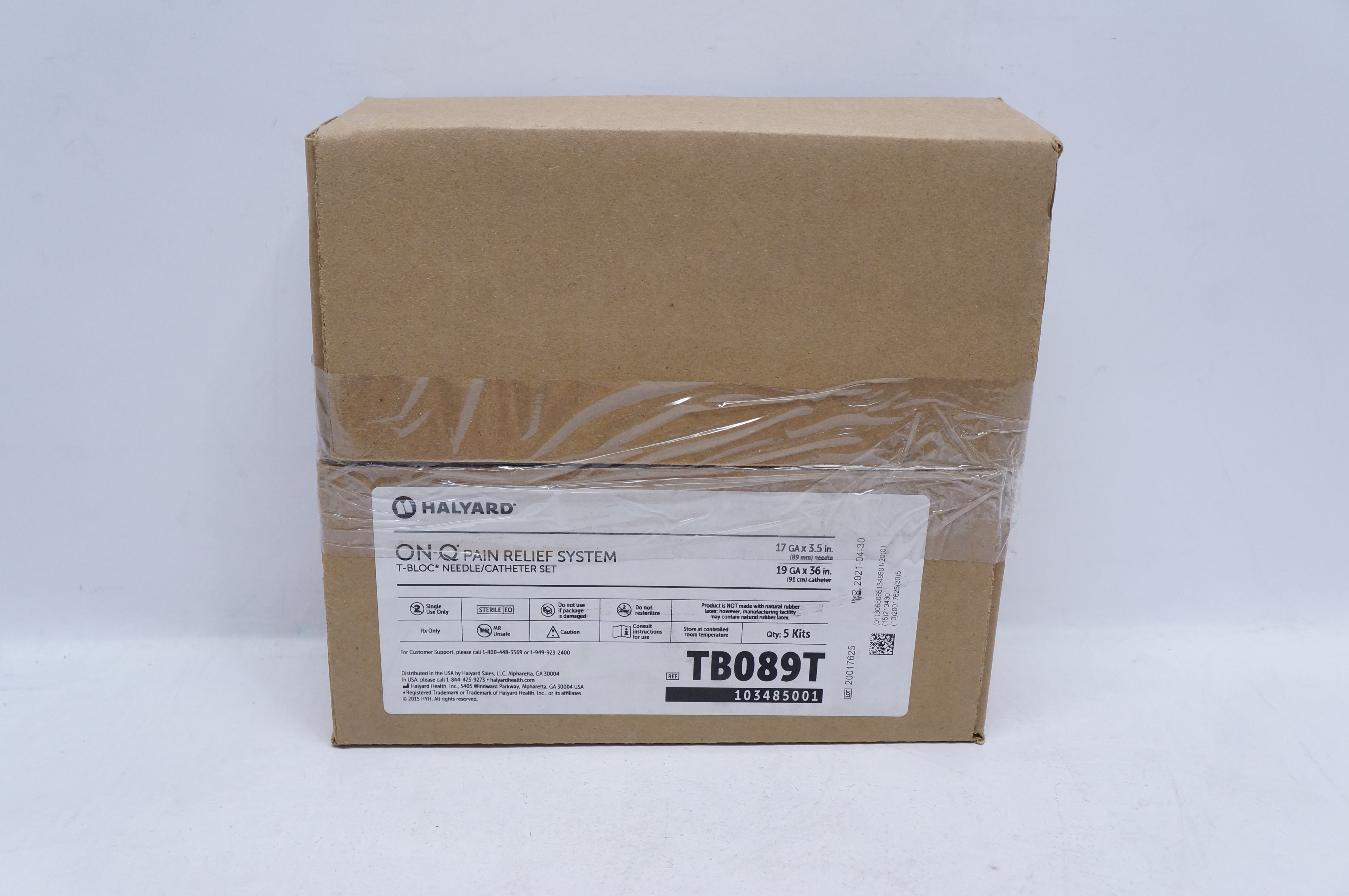 Halyard TB089T On-Q Pain Relies System T-Bloc Ndle/Cath. Set - Box of 5