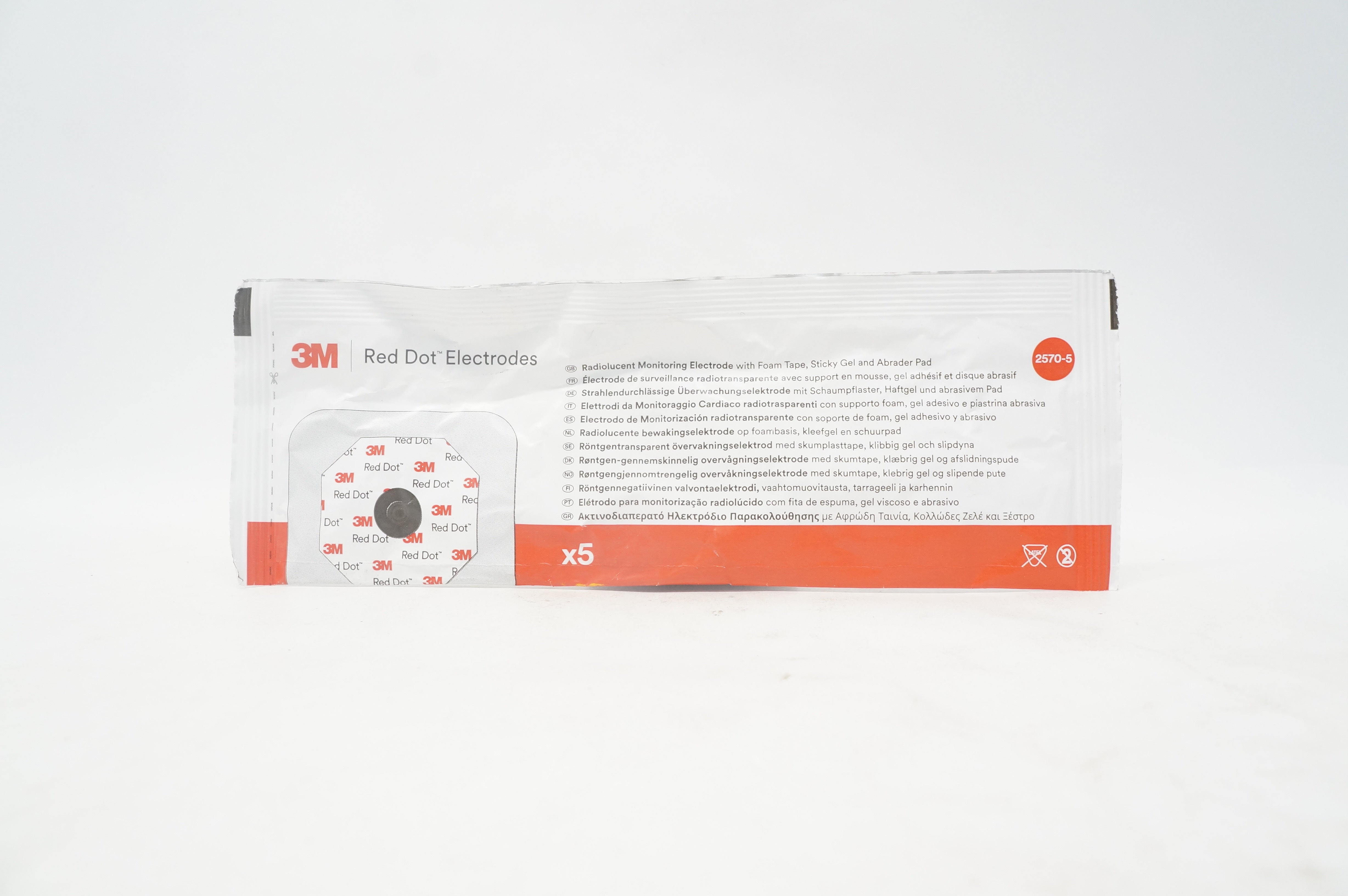 3M 2570-5 Red Dot Radiolucent Monitoring Electrode (x) - Pack of 5
