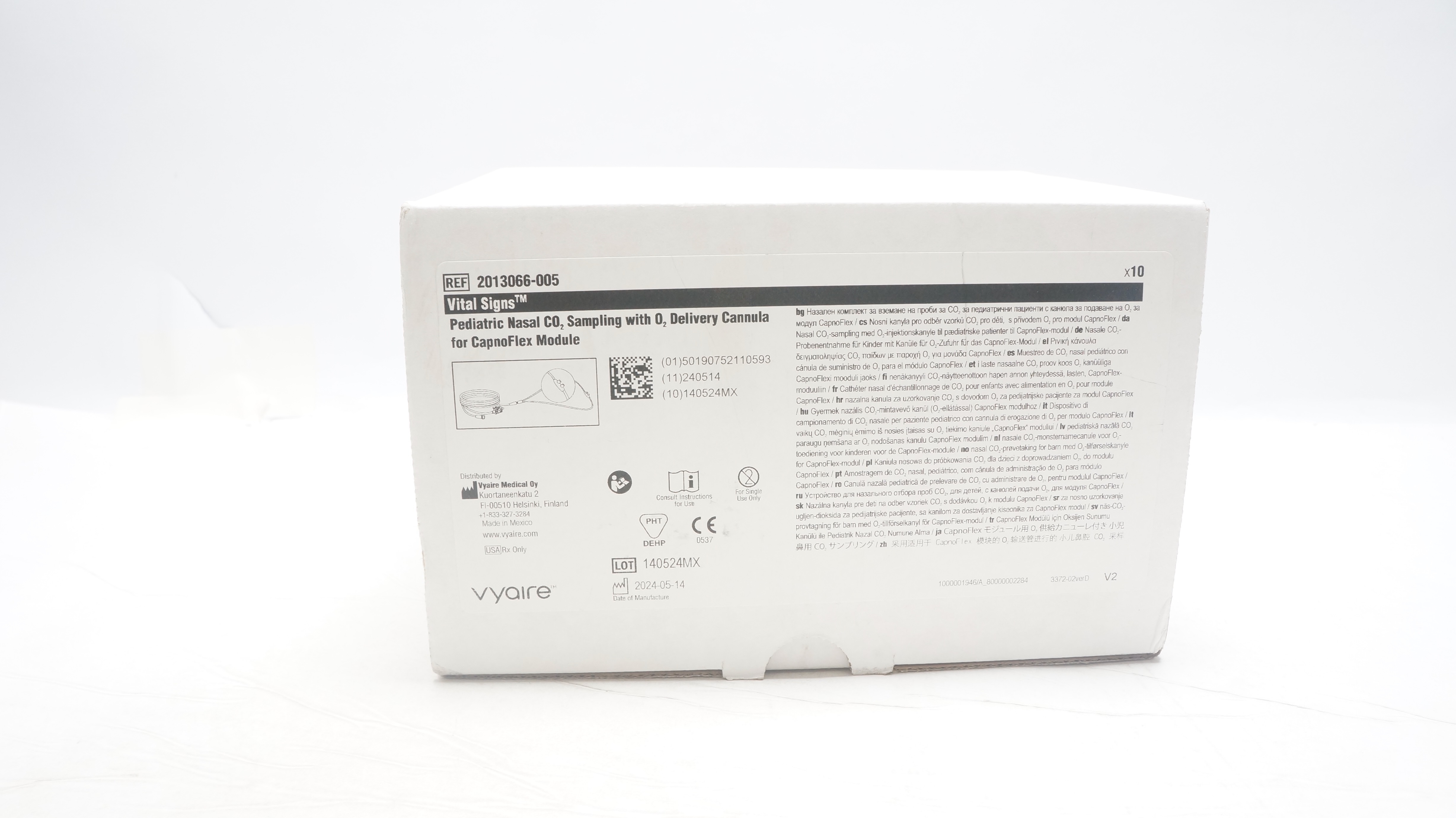 Vyaire 2013066-005 Vital Signs Pediatric Nasal Co2 Sampling W/Cannula -Box of 10