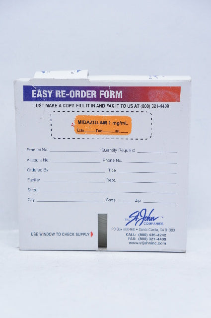 St. John 59726634 Labels Midazolam 1mg/mL DTI 1-1/2 x 1/2 Orange, 1000 RL