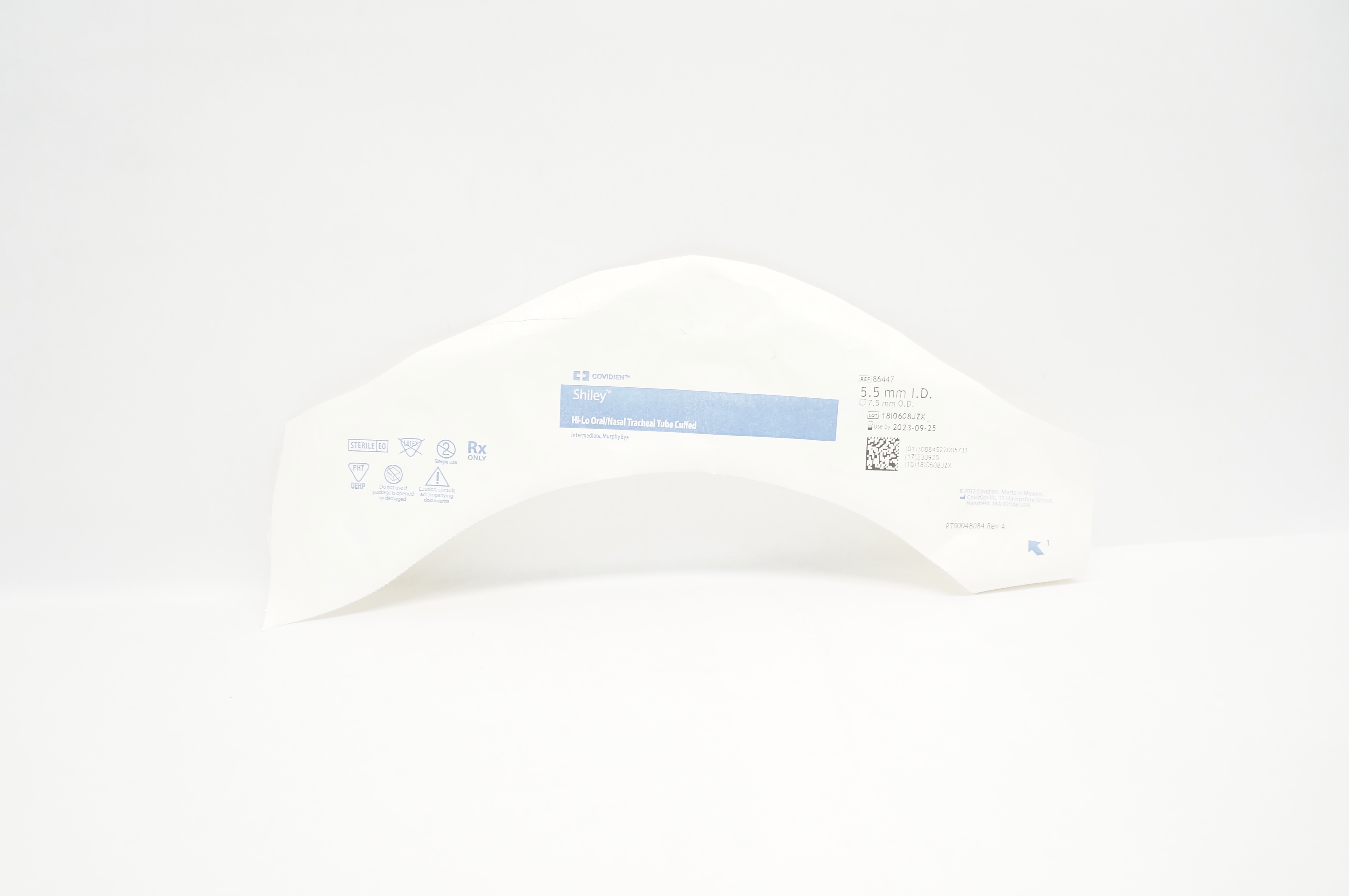 Covidien 86447 Shiley Hi-Lo Oral/Nasal Tracheal Tube Cuffed 5.5mm ID x 7.5mm OD