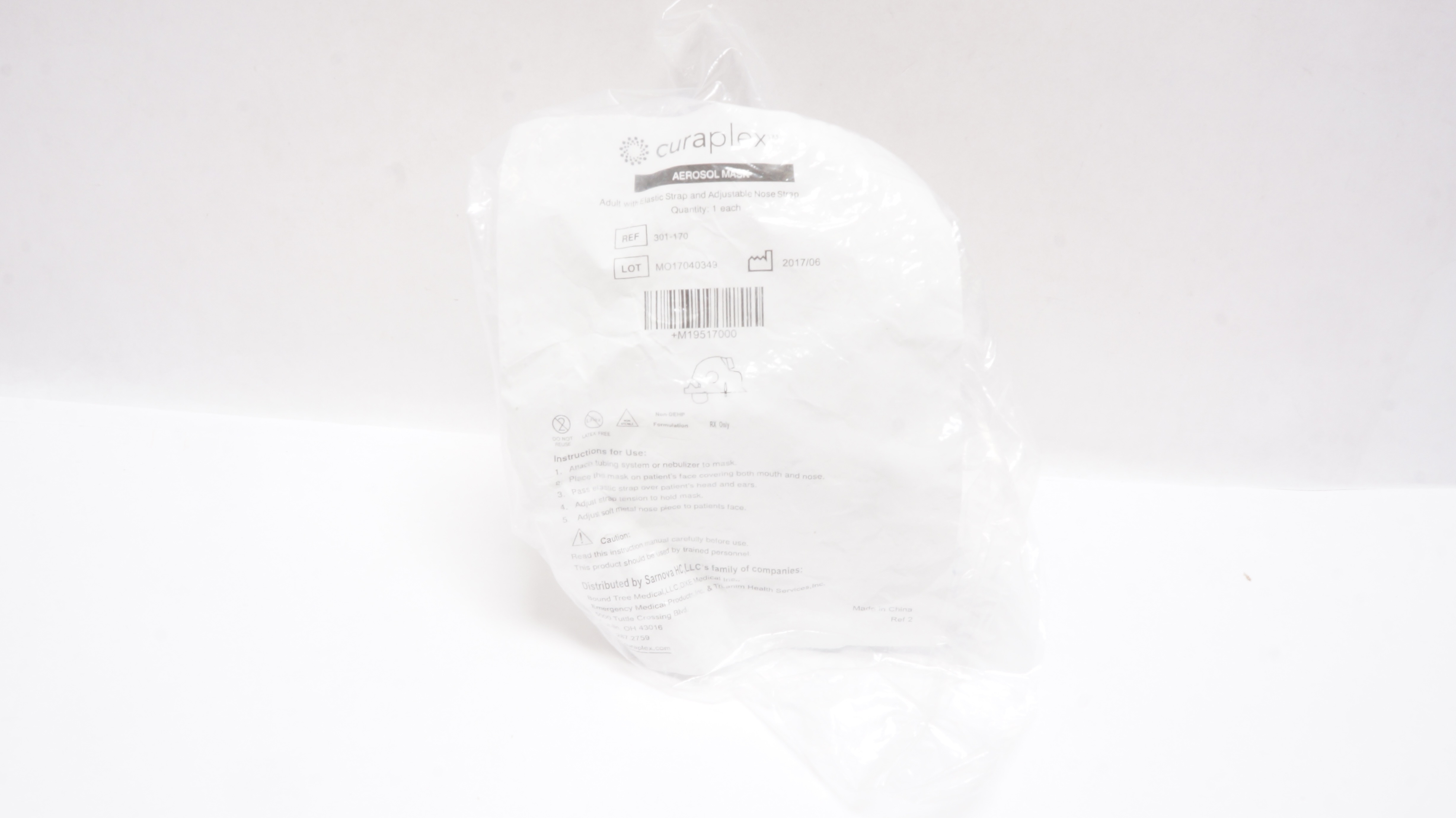 Curaplex 301-170 Aerosol MAsk Adult with Elastic Strap & Adjustable Nose Strap