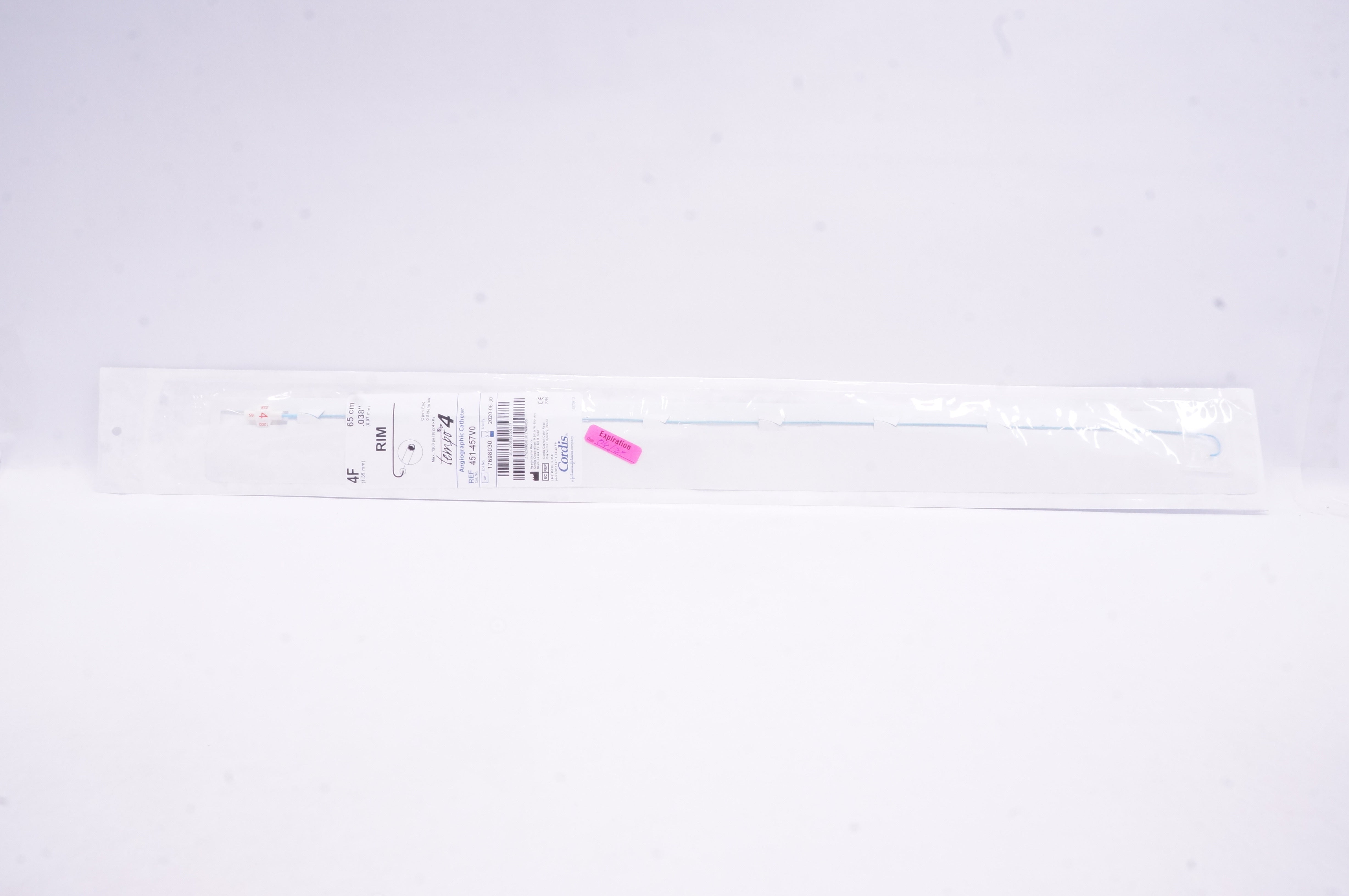 Cordis 451-457V0 Angiographic Cath. 4F x 0.038inch x 65 cm RIM (x)