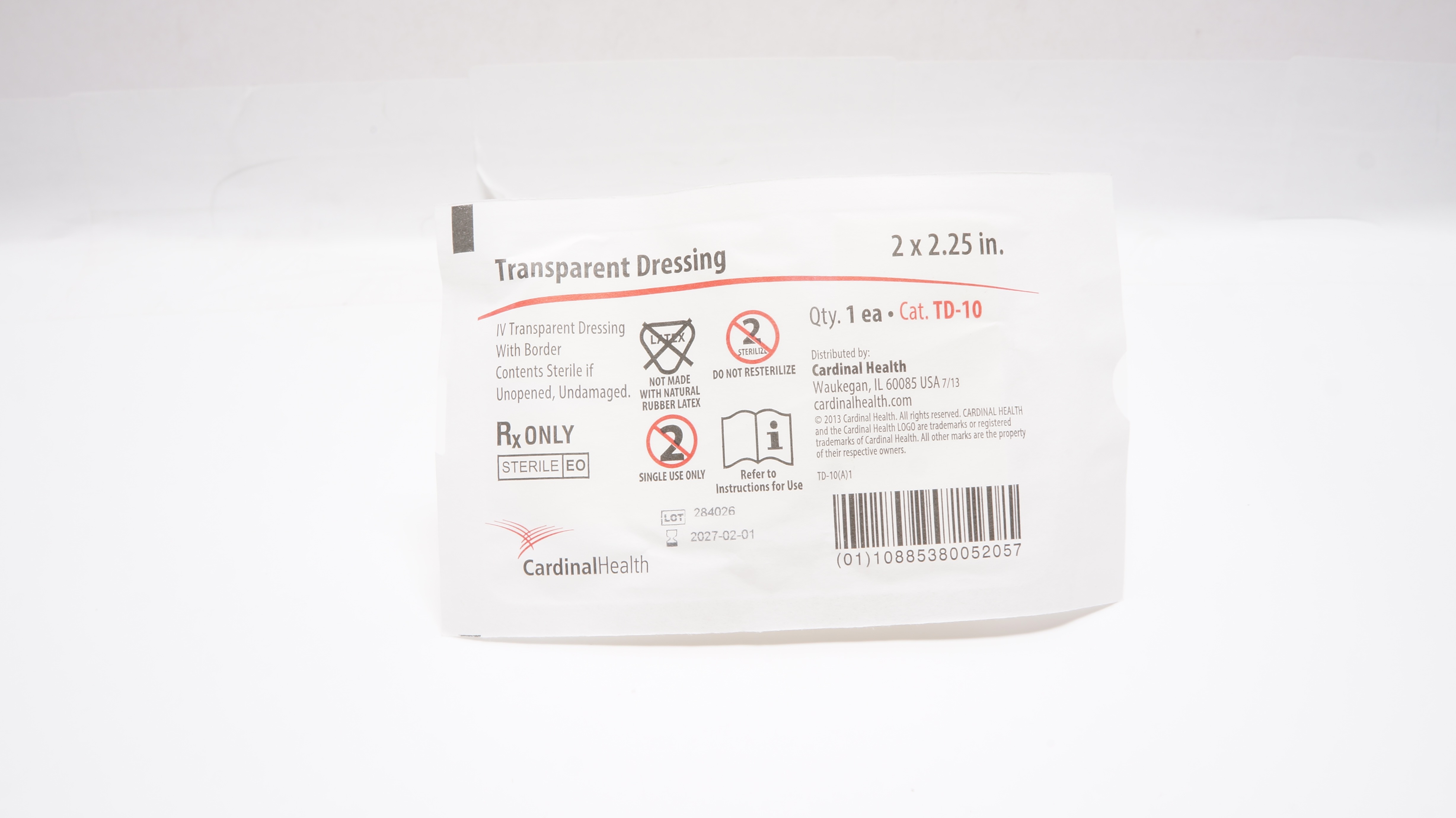 Cardinal Health TD-10 IV Transparent Dressing 2 x 2.25inch