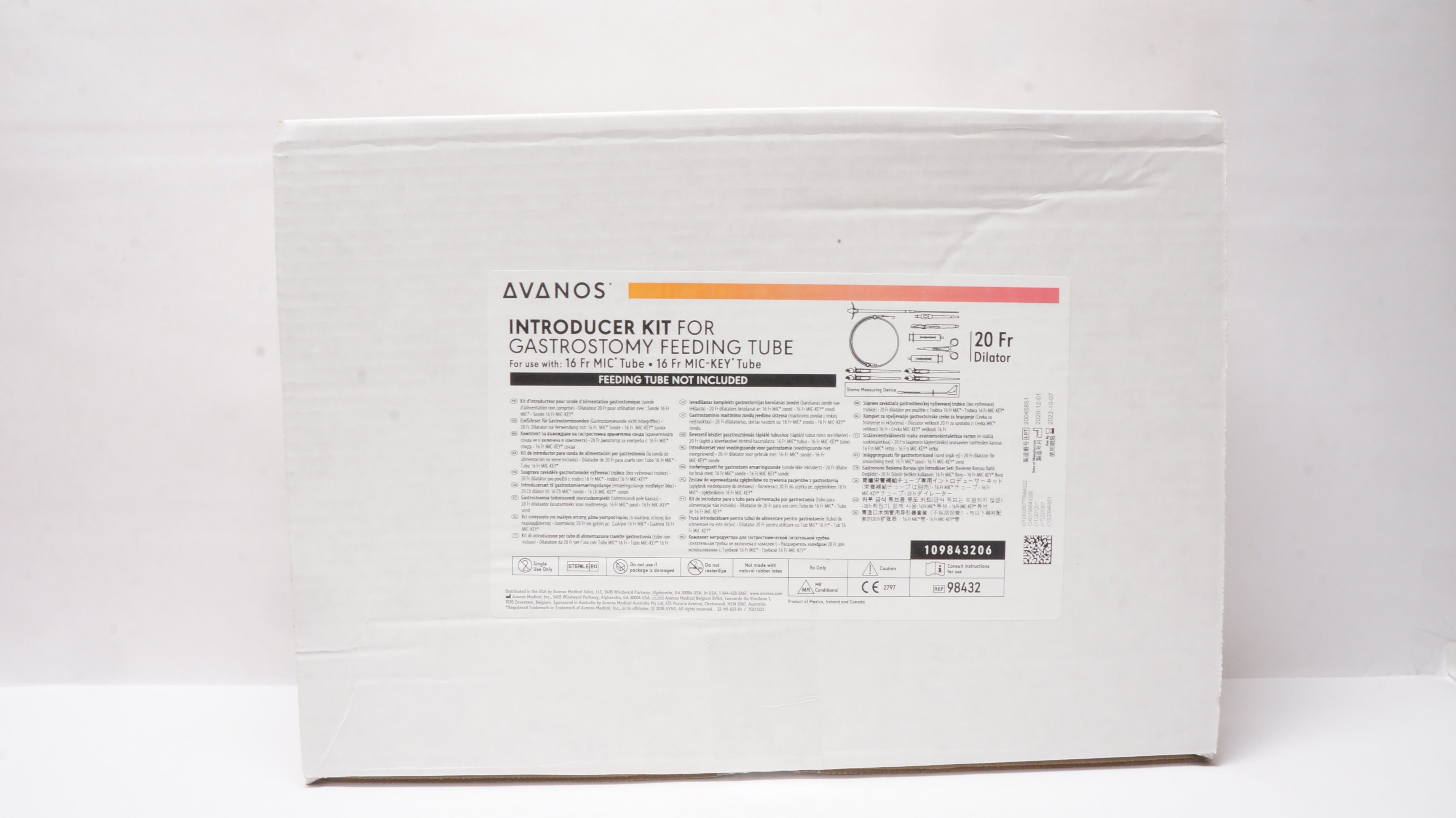 Avanos 98432-06 Introducer Kit For Gastostomy Feeding Tube 20Fr Dilator (x)