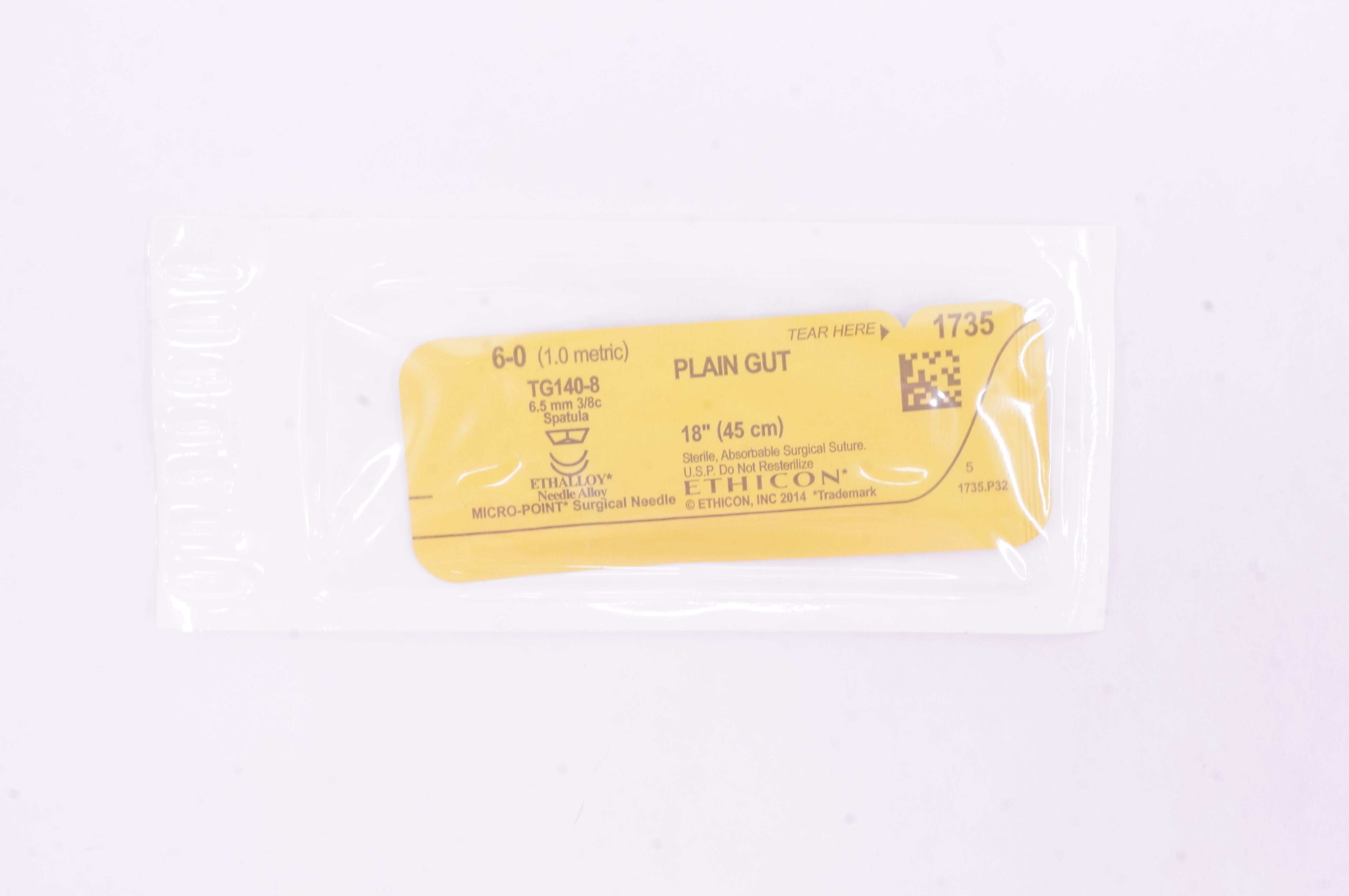Ethicon 1735 6-0 Plain Gut TG140-8 6.5mm 3/8c Spatula (x)