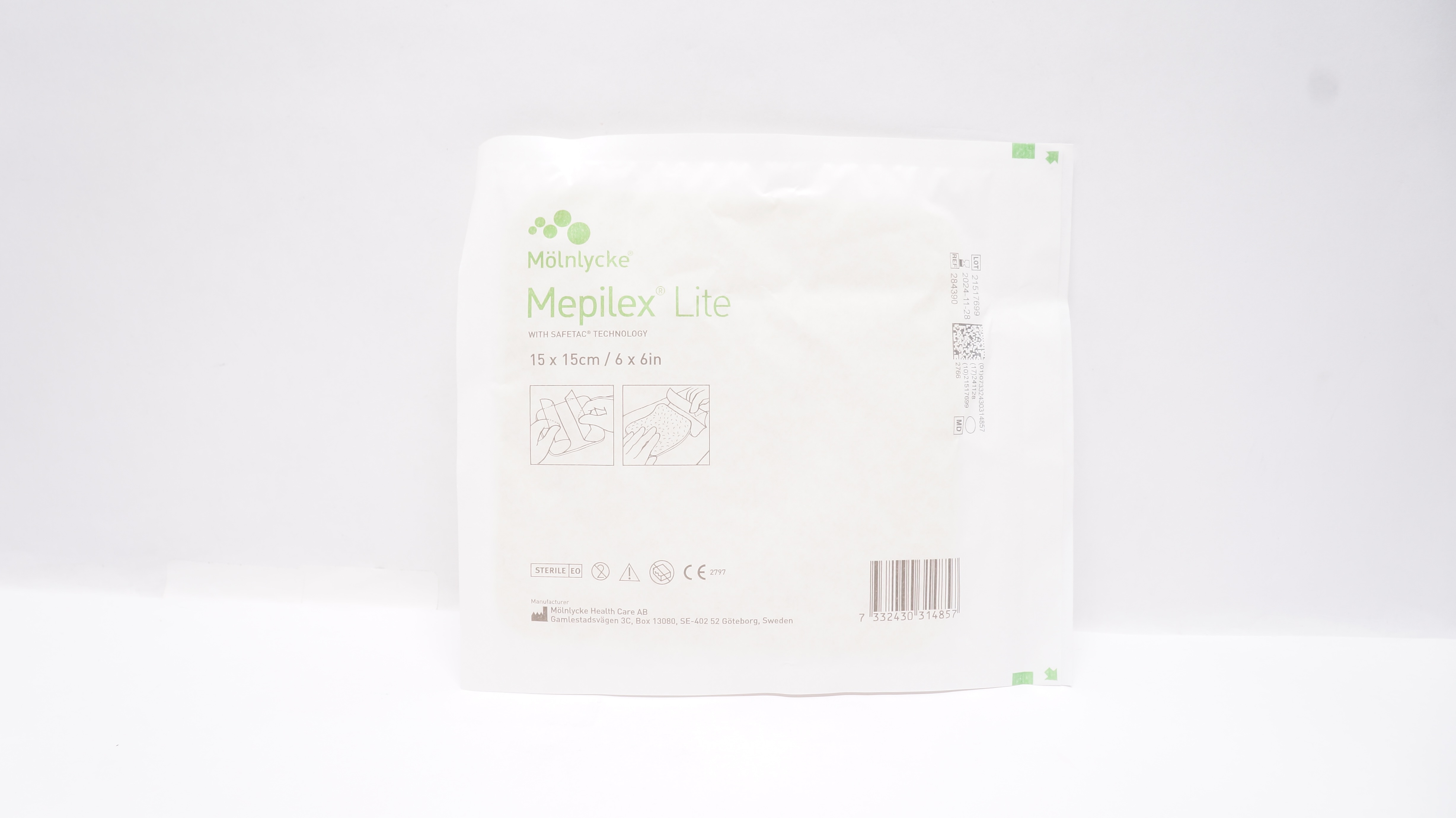 Molnlycke HealthCare 284390 Mepilex Lite Foam Dressing 6inch x 6inch