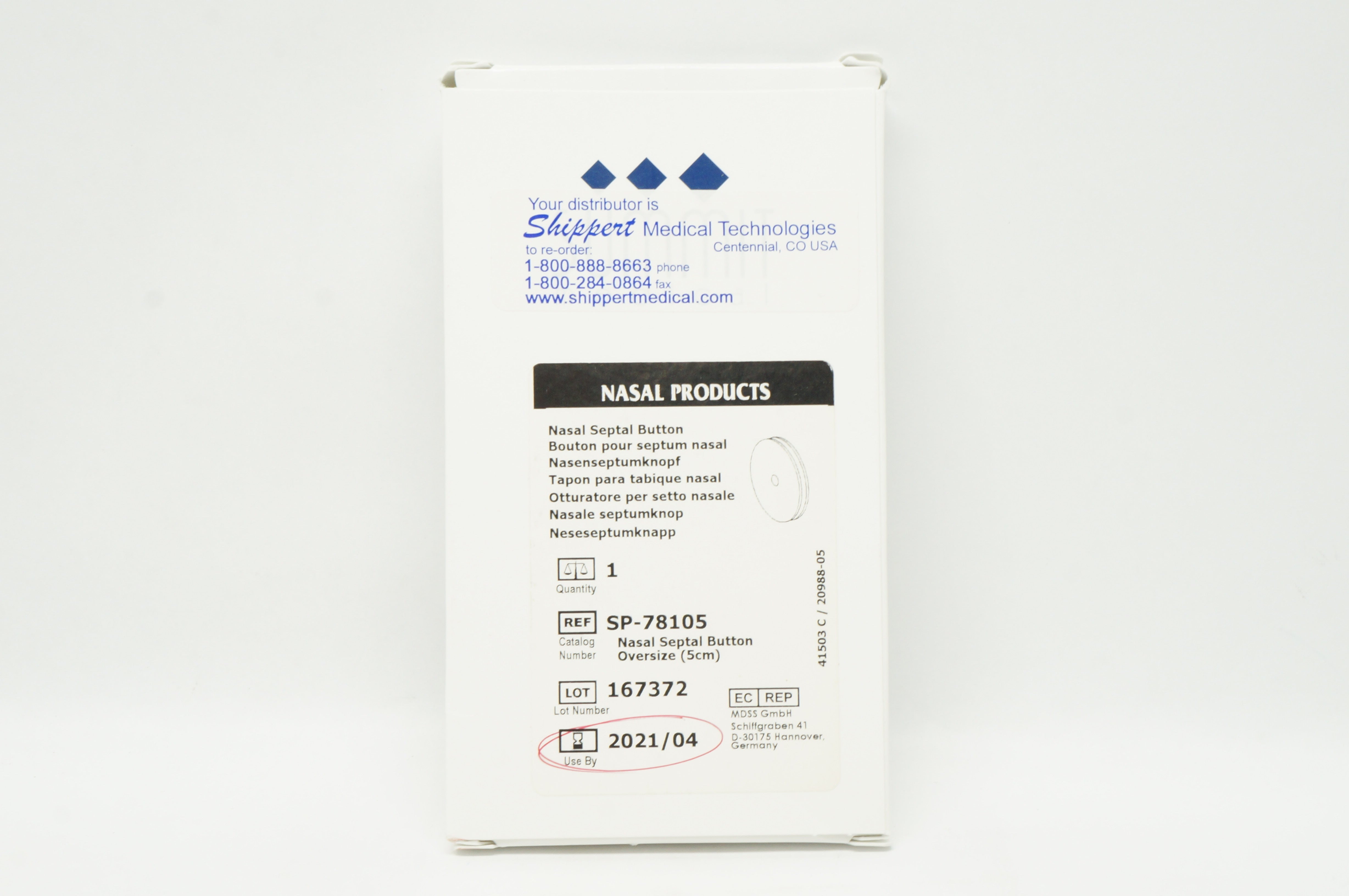 Shippert Medical SP-78105 Nasal Septal Button (x)