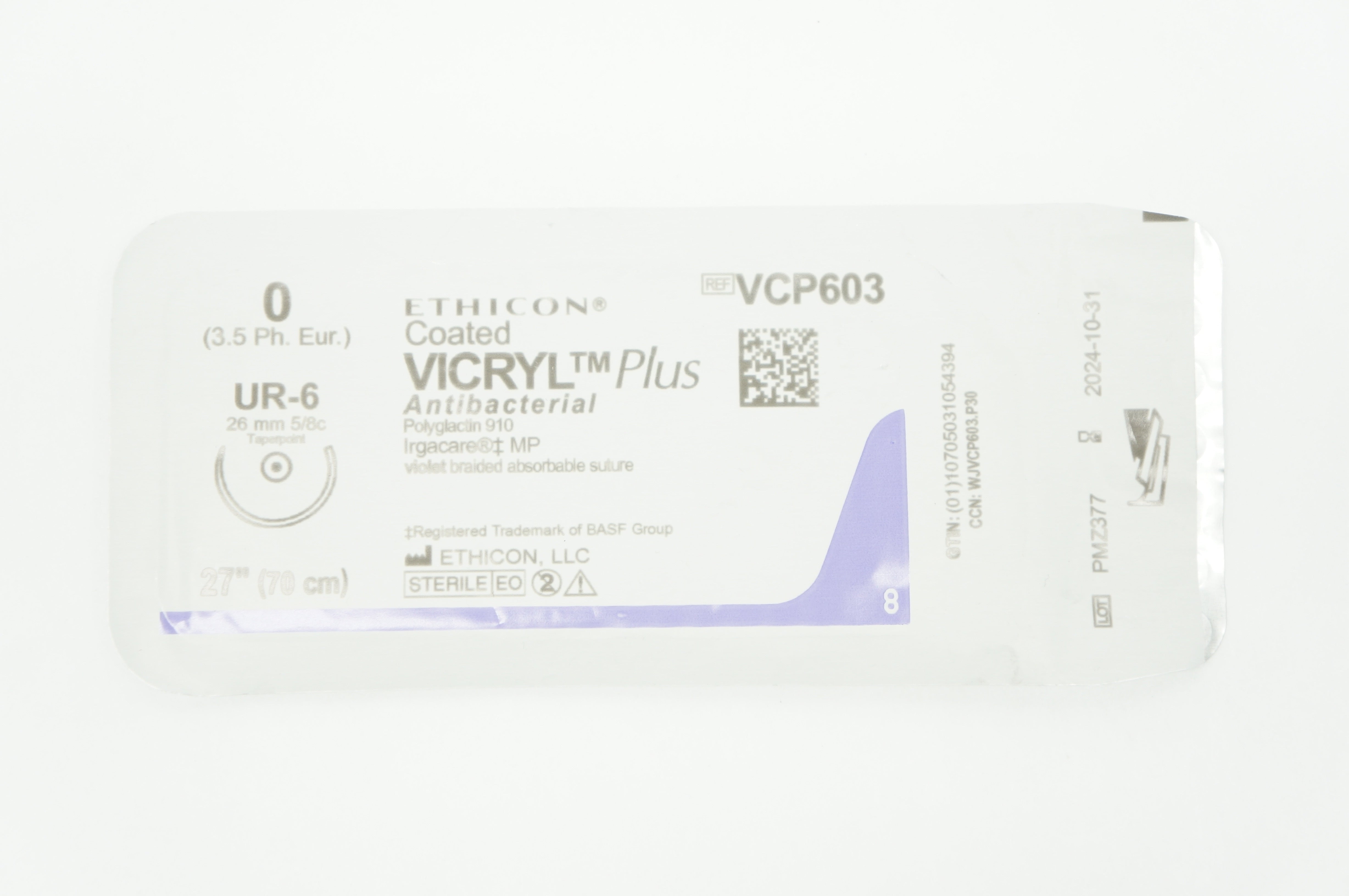 Ethicon VCP603 0 VICRYL Plus UR-6 26mm 5/8c Taperpoint