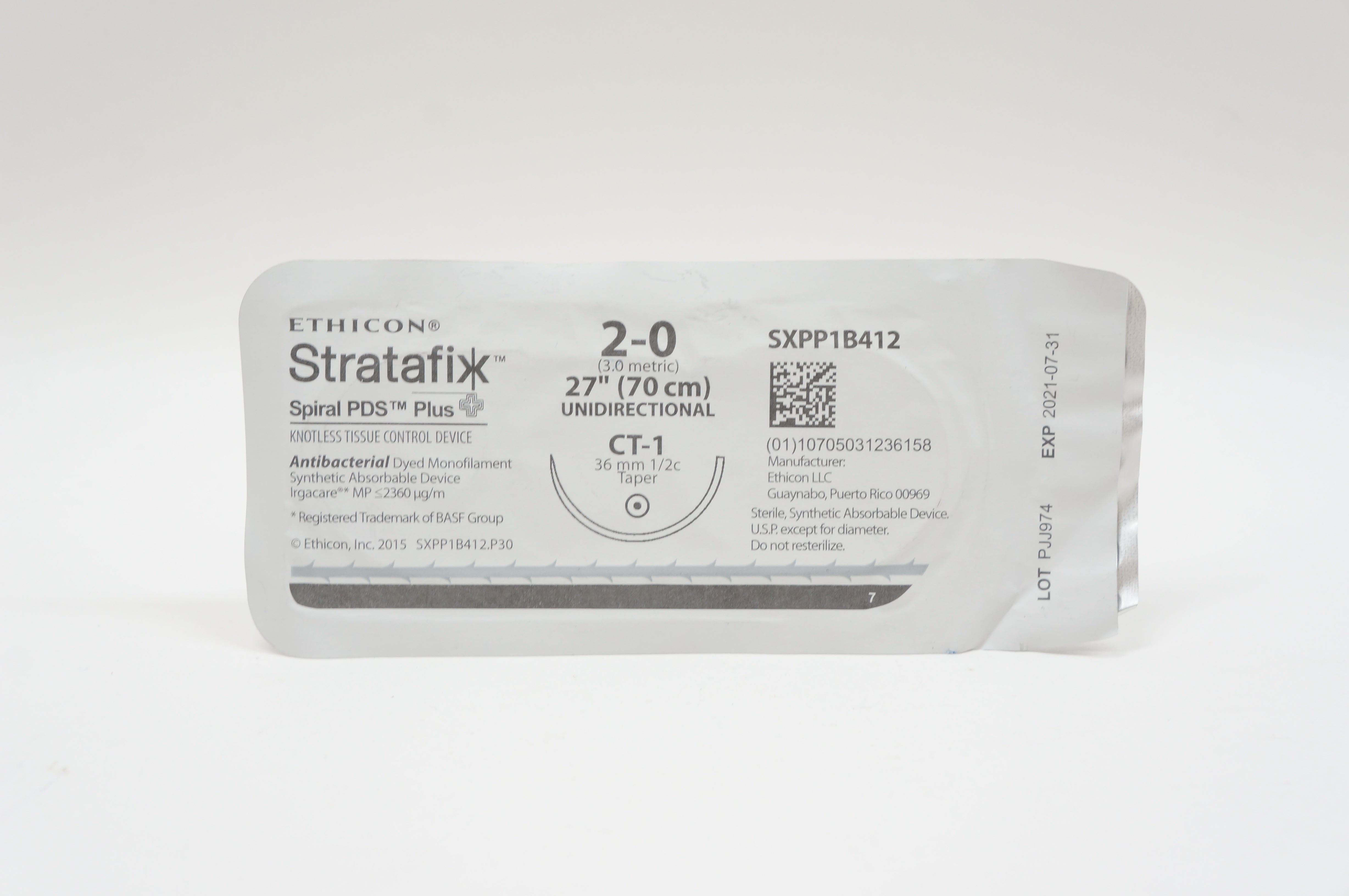 Ethicon SXPP1B412 2-0 Stratafix, CT-1, 36mm 1/2c Taper, 27inch