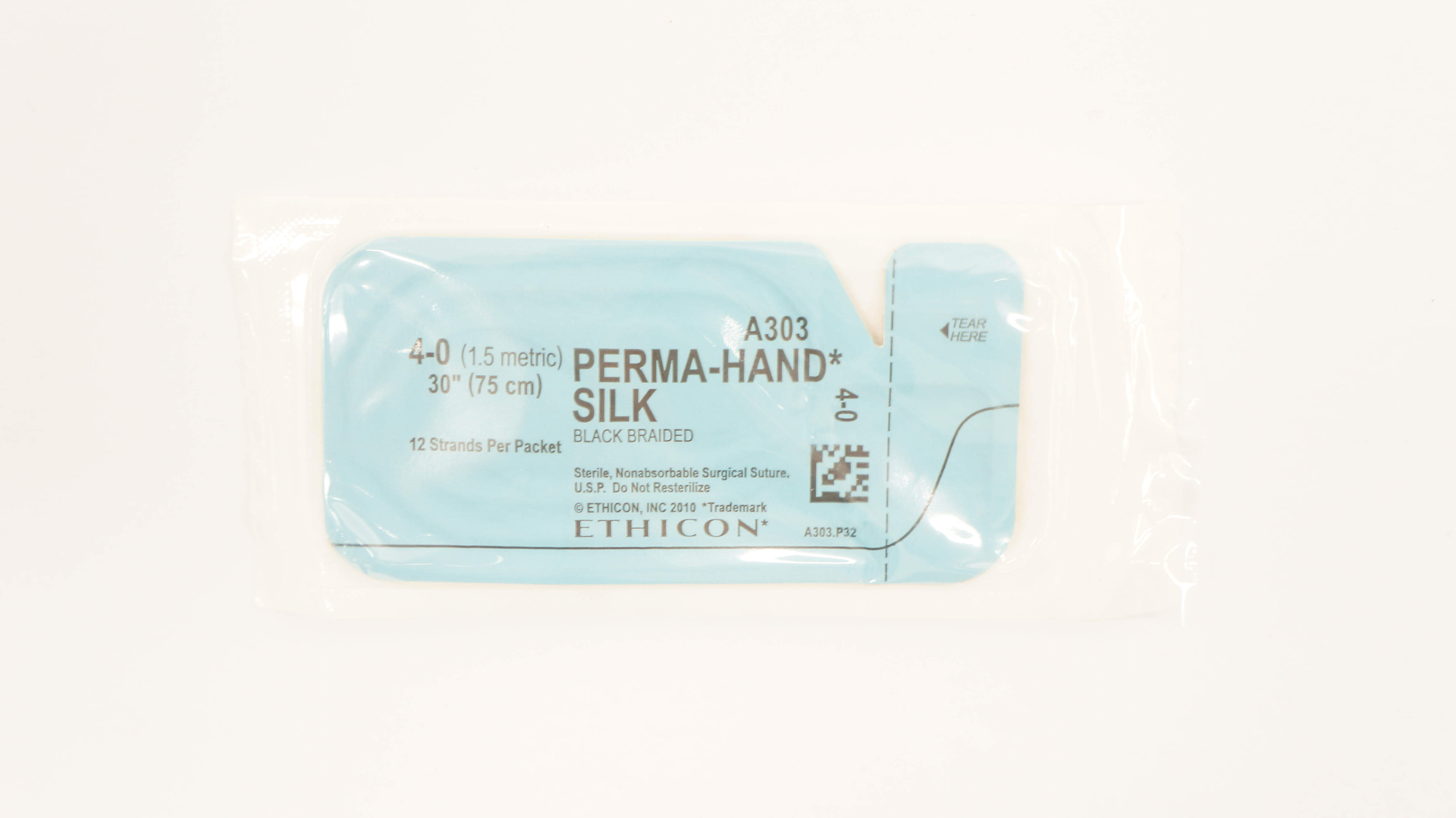 Ethicon A303 4-0 Perma-Hand Silk Surgical Stre, Black Braided 30 inch