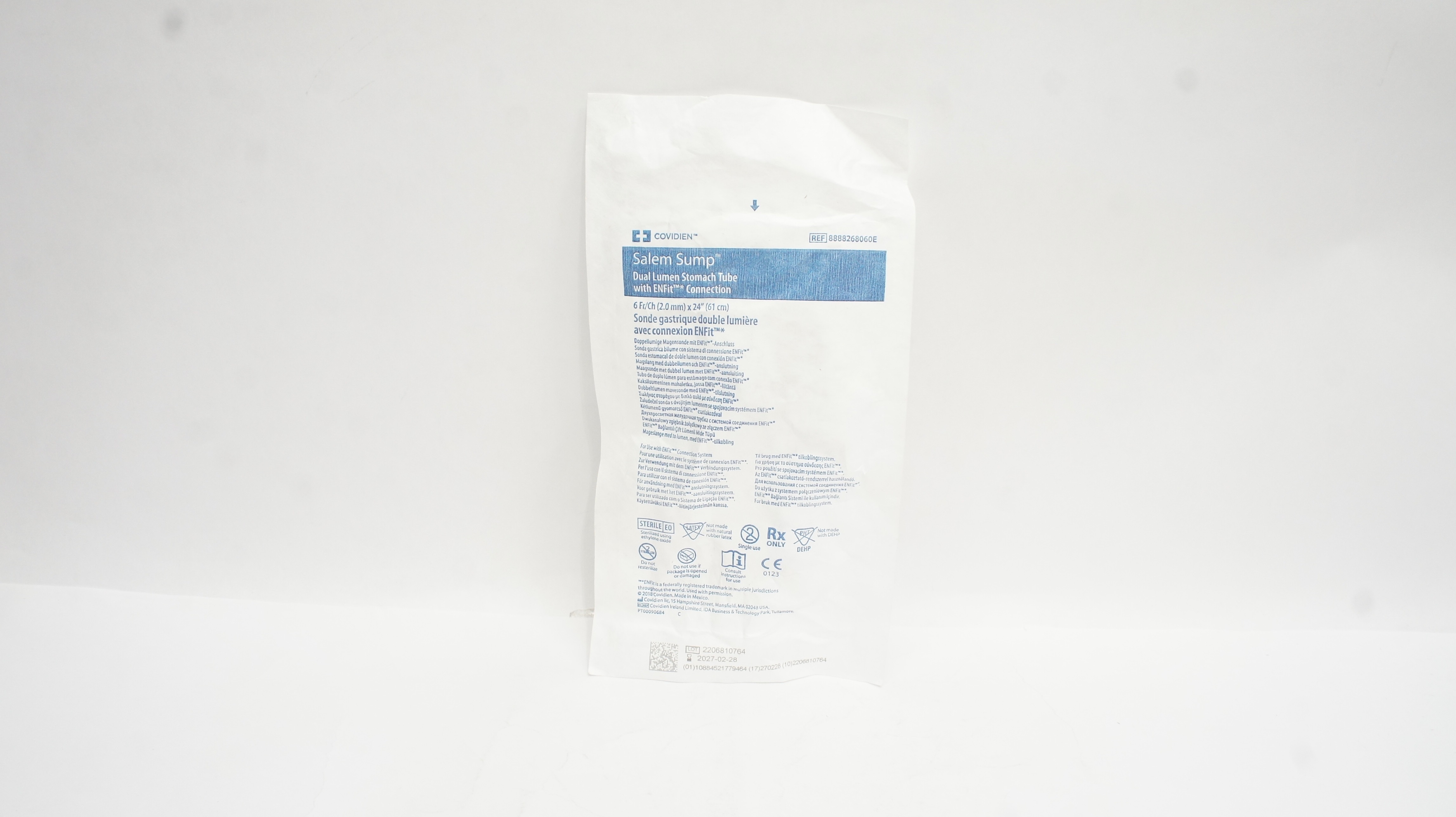 Covidien 8888268060E Salem Sump Dual Lumen Stomach Tube 6Fr/Ch x 24inch