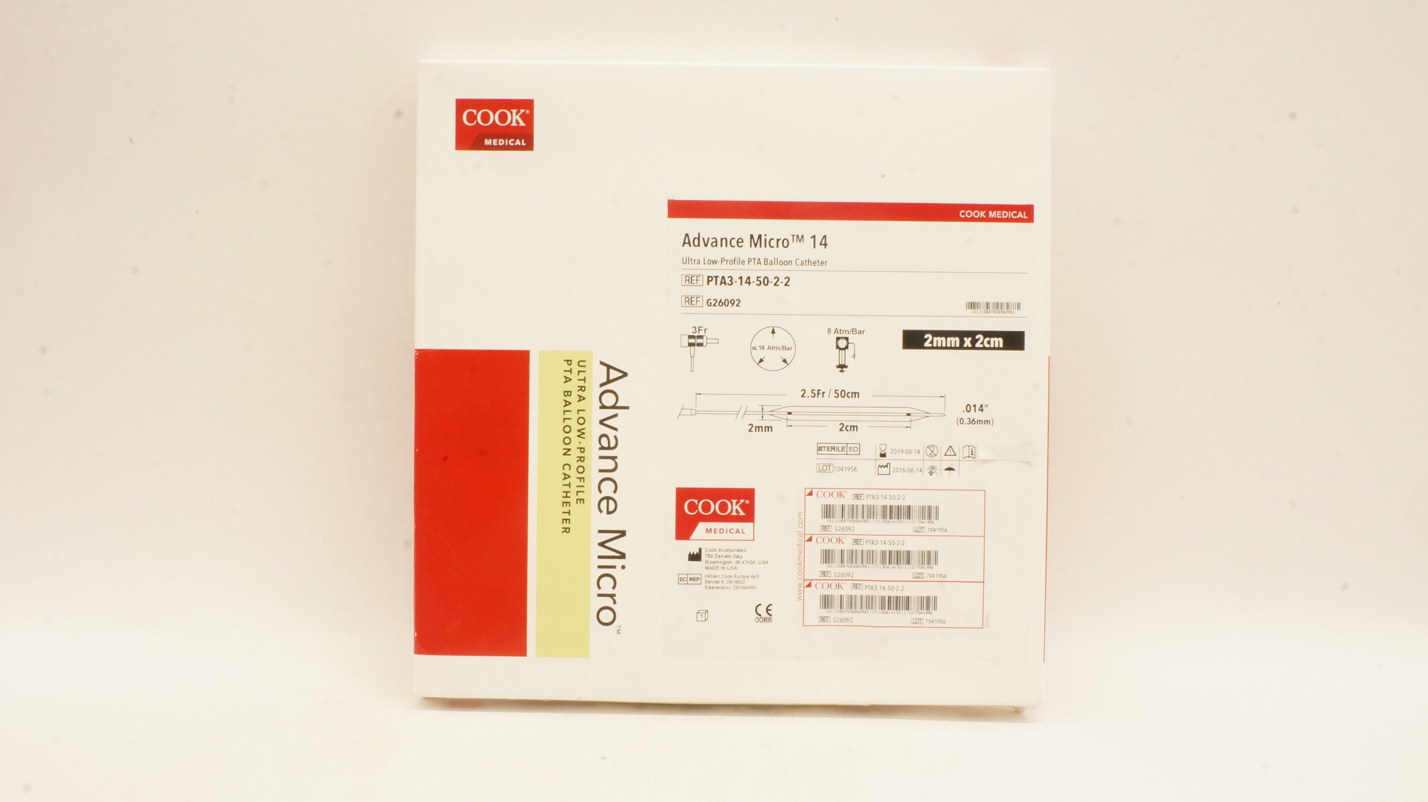 Cook Medical G26092 Advance Micro Ultra Low-Profile PTA Balloon Cath 2mmx2cm(x)