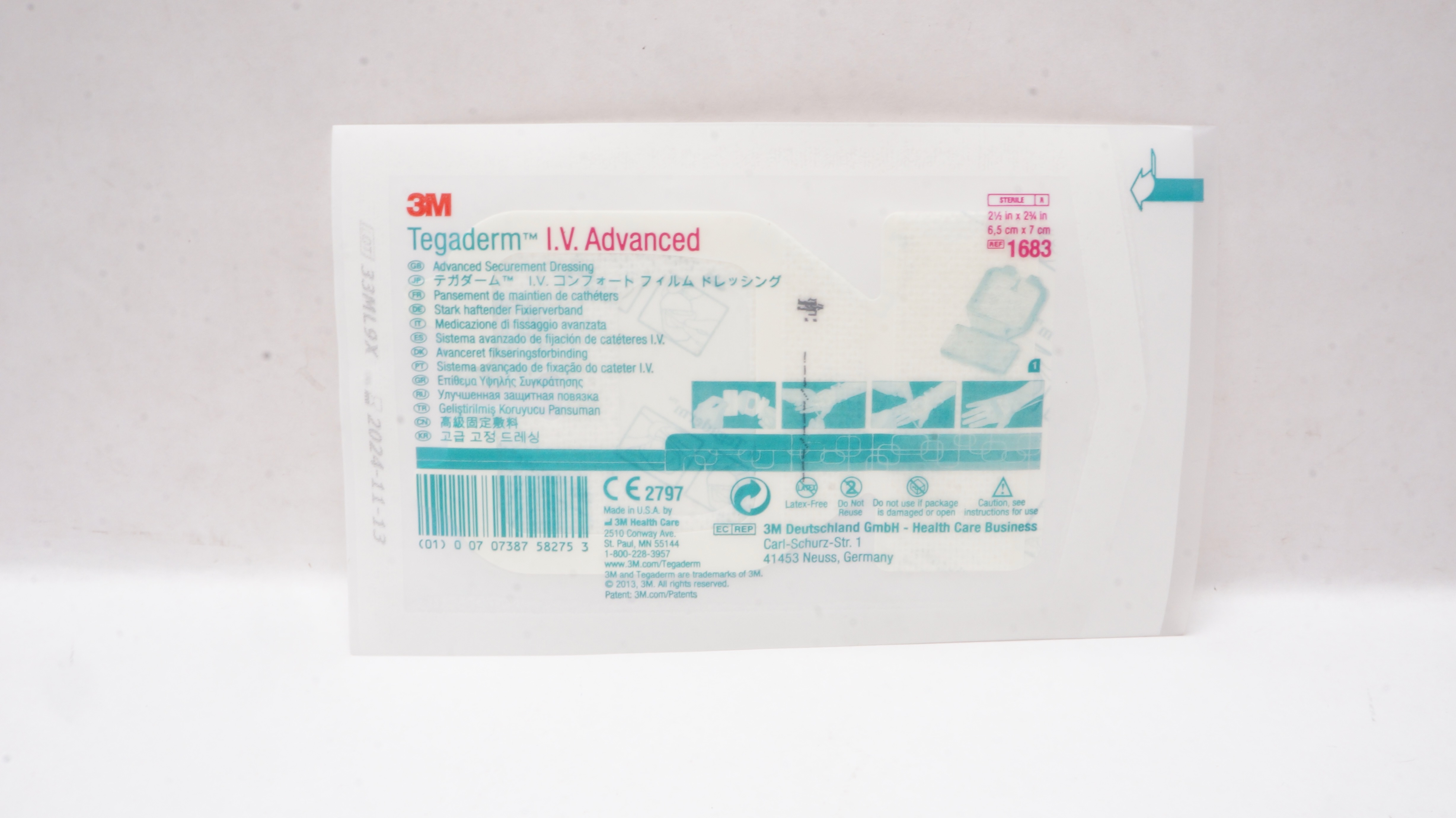 3M 1683 Tegaderm IV Advanced Securement Dressing 2-1/2inch x 2-3/4inch