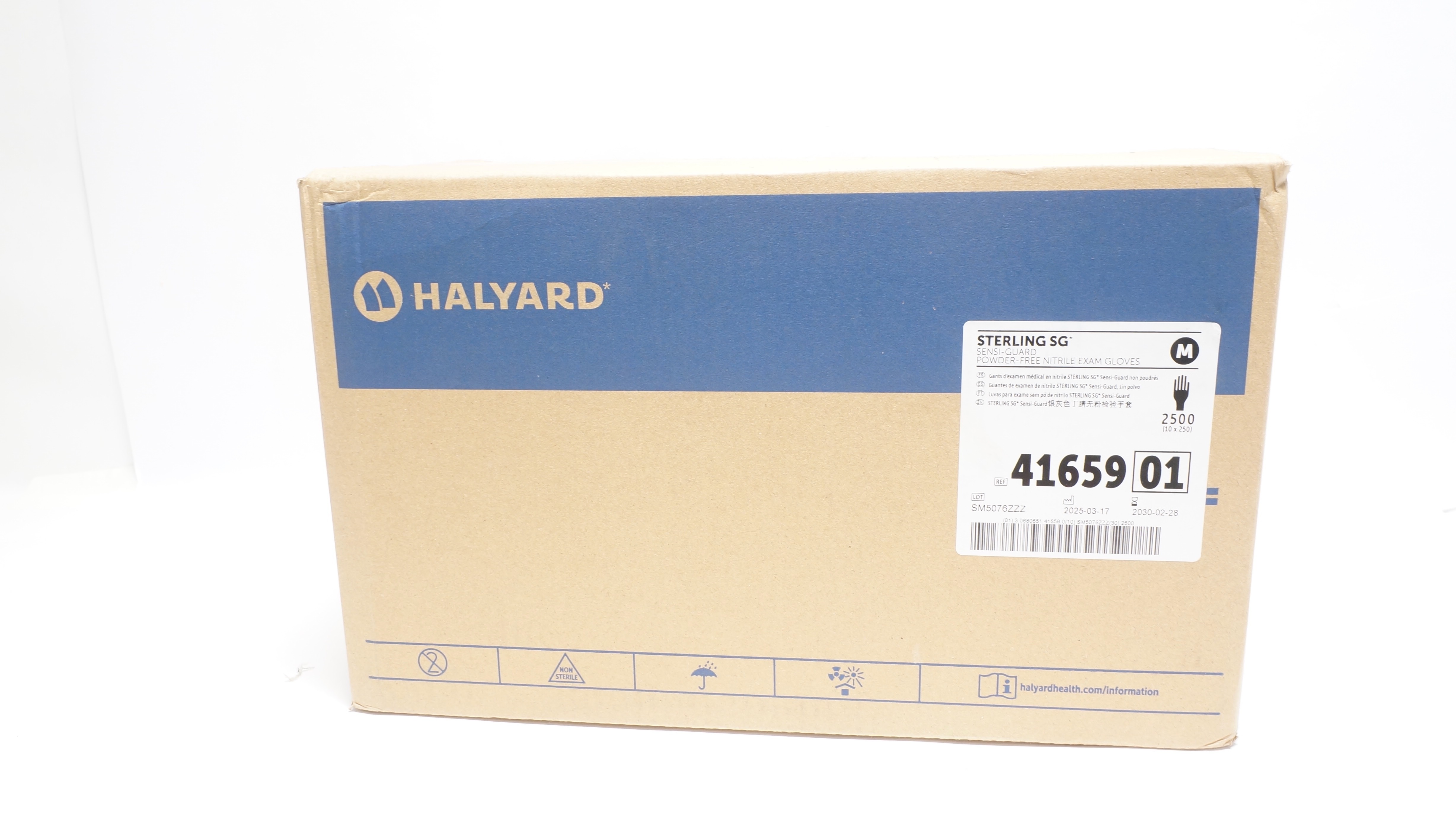 Halyard 4165901 Sterling SG Sensi-Guard Exam Gloves,Medium - Box of 2500