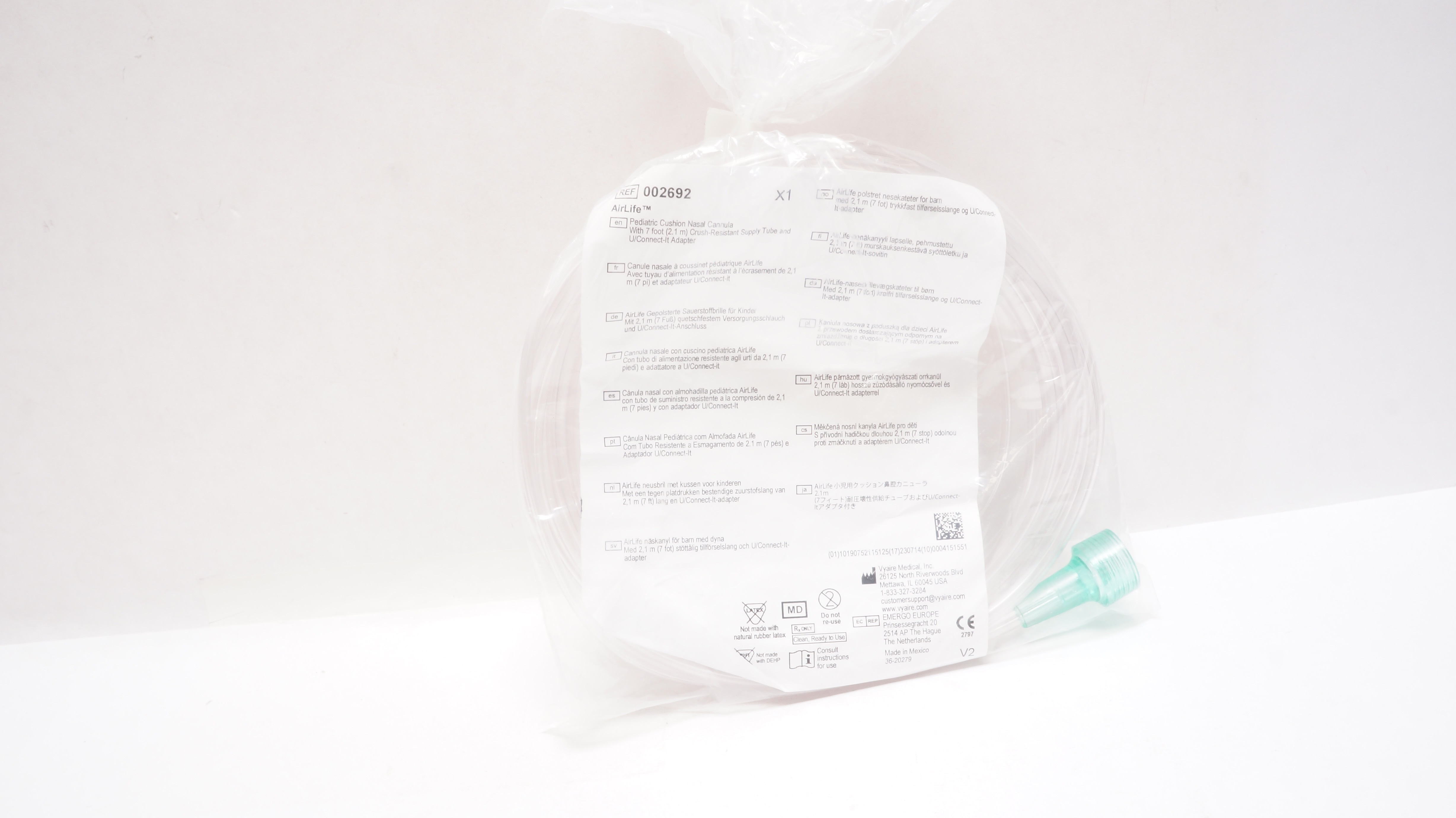 Vyaire 002692 Airlife Pediatric Cushion Nasal Cannula 7 ft. Tubing & Adapter (x)