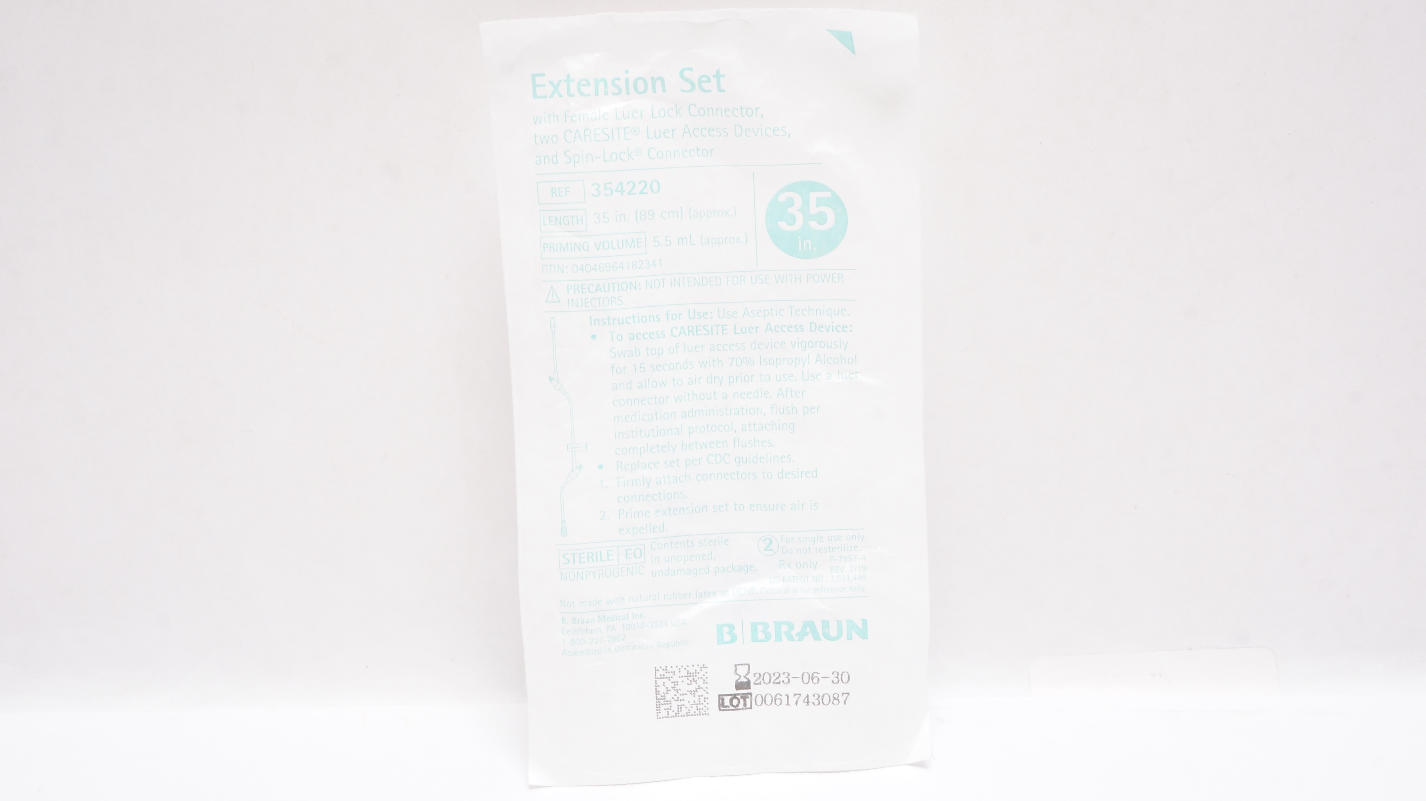 Braun 354220 Extension Set with Female Luer Lock Connector 35inch x 5.5mL (x)