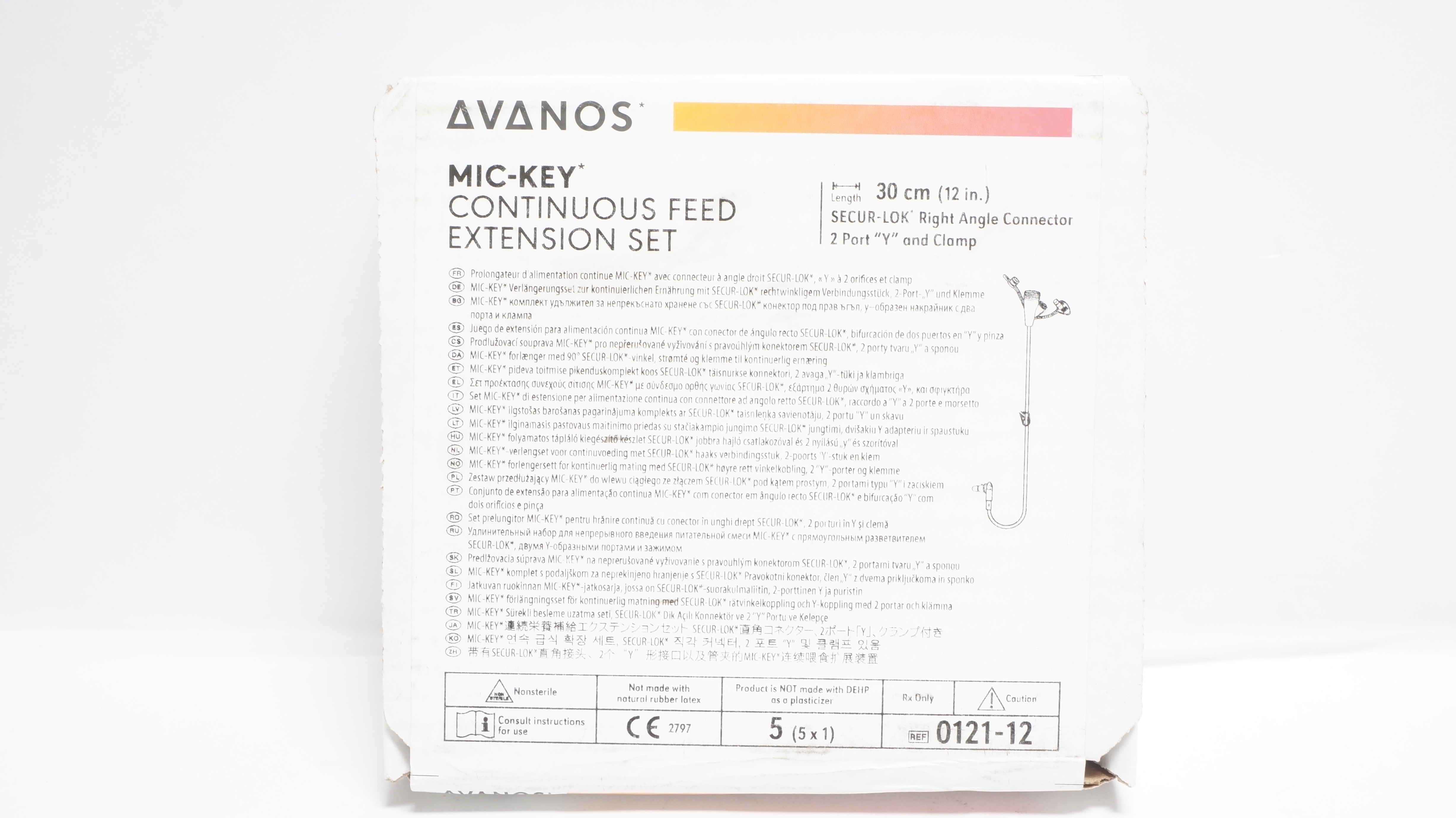 Avanos 0121-12 Mic-Key Continuous Feed Extension Set 12inch - Box of 5