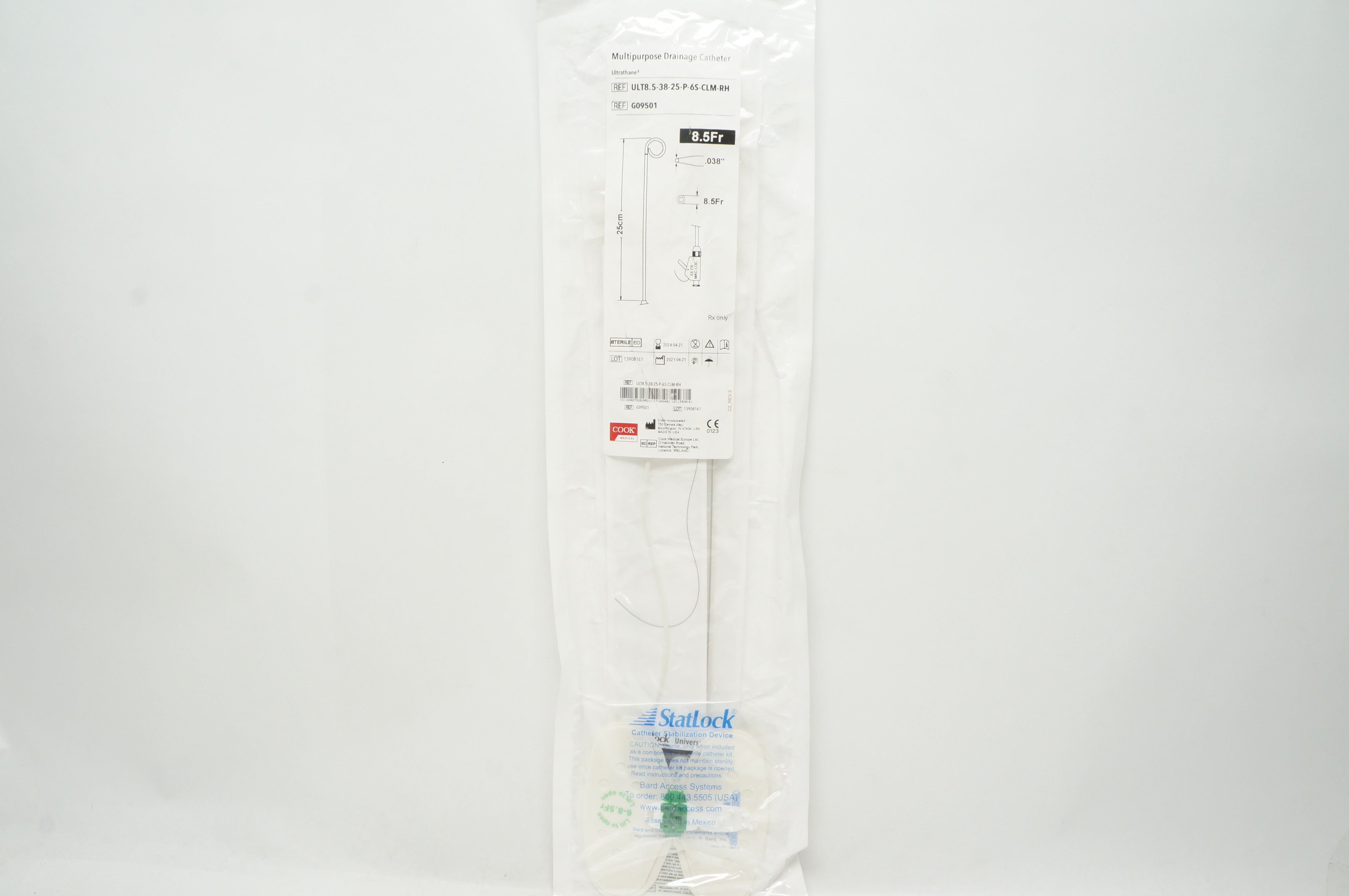 Cook Medical G09501 Multipurpose Drainage Cath. 8.5Fr x 25cm x .038inch