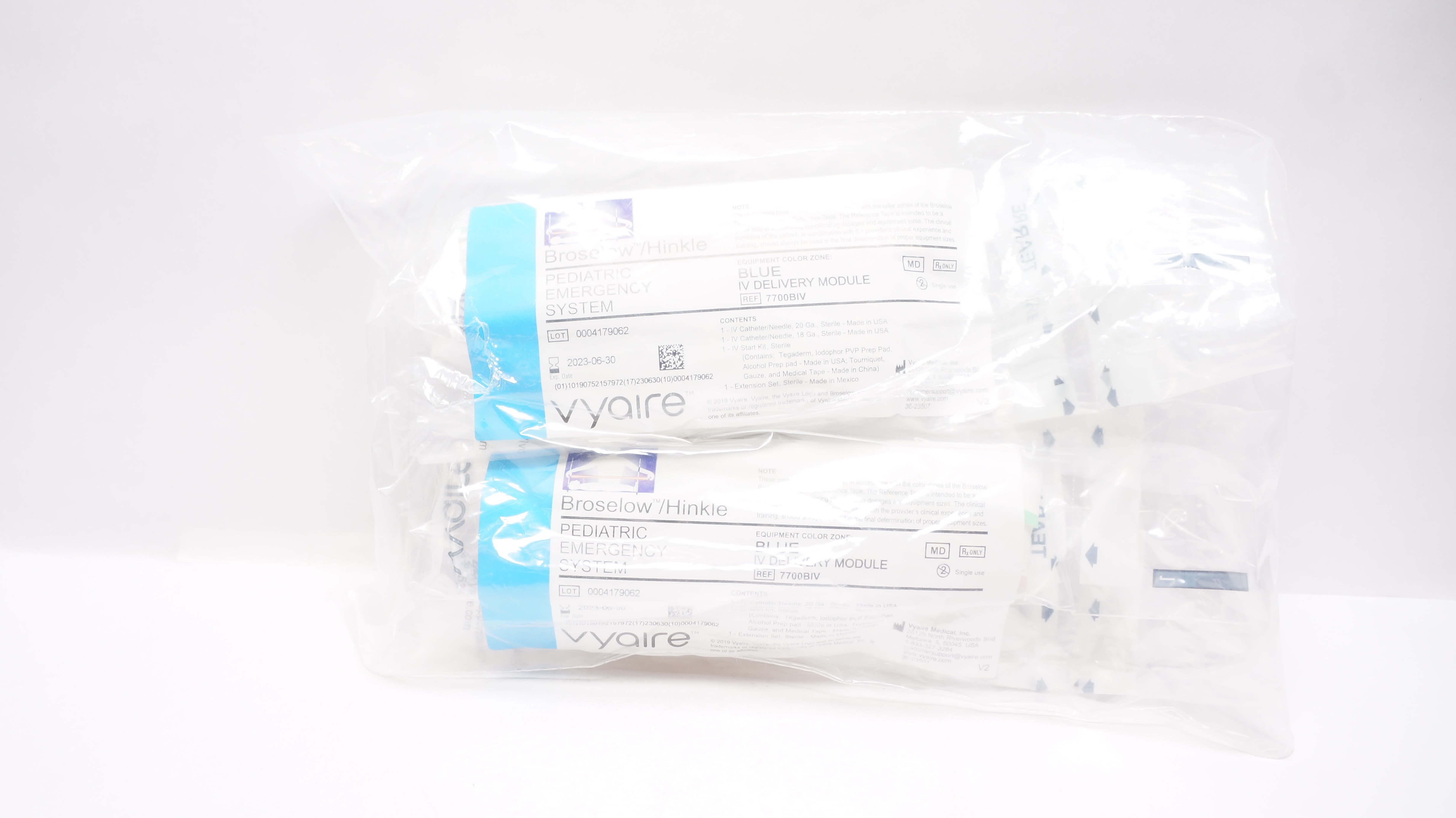 Vyaire 7700BIV Broselow/Hinkle Pediatric Emergency Blue (x) - Pack of 2