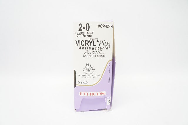 Ethicon VCP428H 2-0 VICRYL PS-2 19mm 3/8c 27inch - Pack of 36 (x)