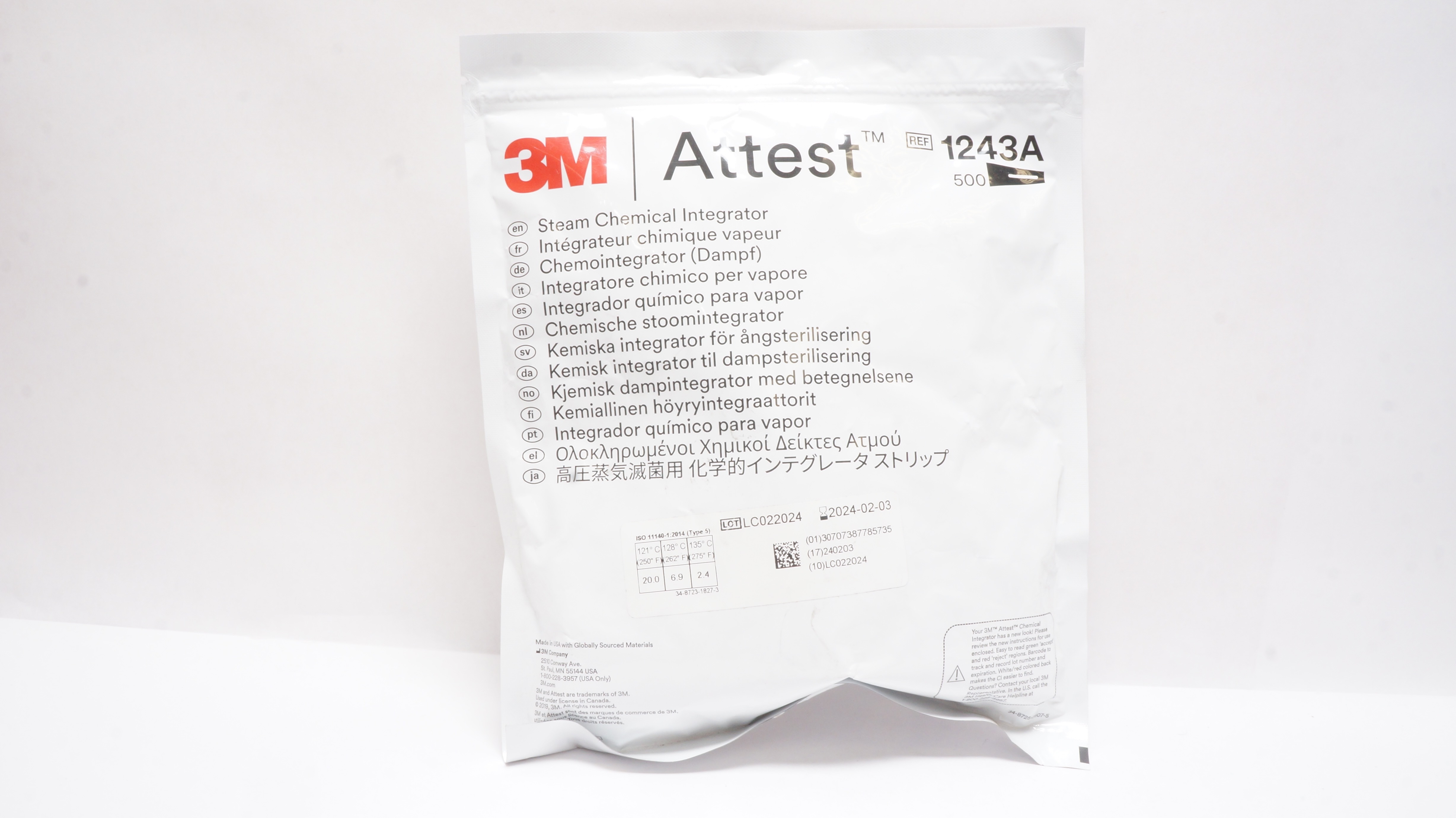 3M 1243A Comply SteriGage Steam Chemical Integrator (x) - Pack of 500