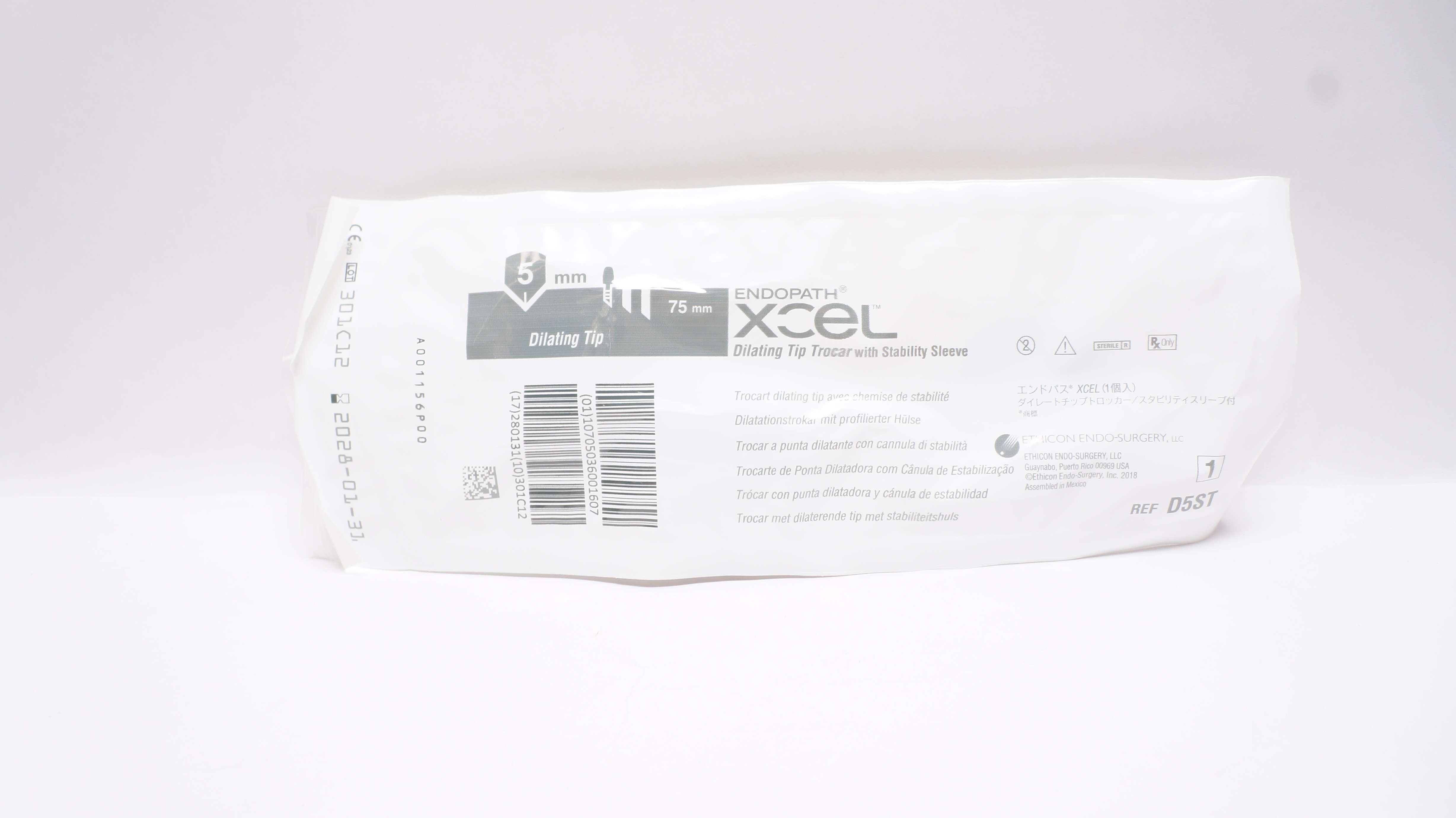 Ethicon D5ST ENDOPATH XCEL Dilating Tip Trocar 5 x 75mm