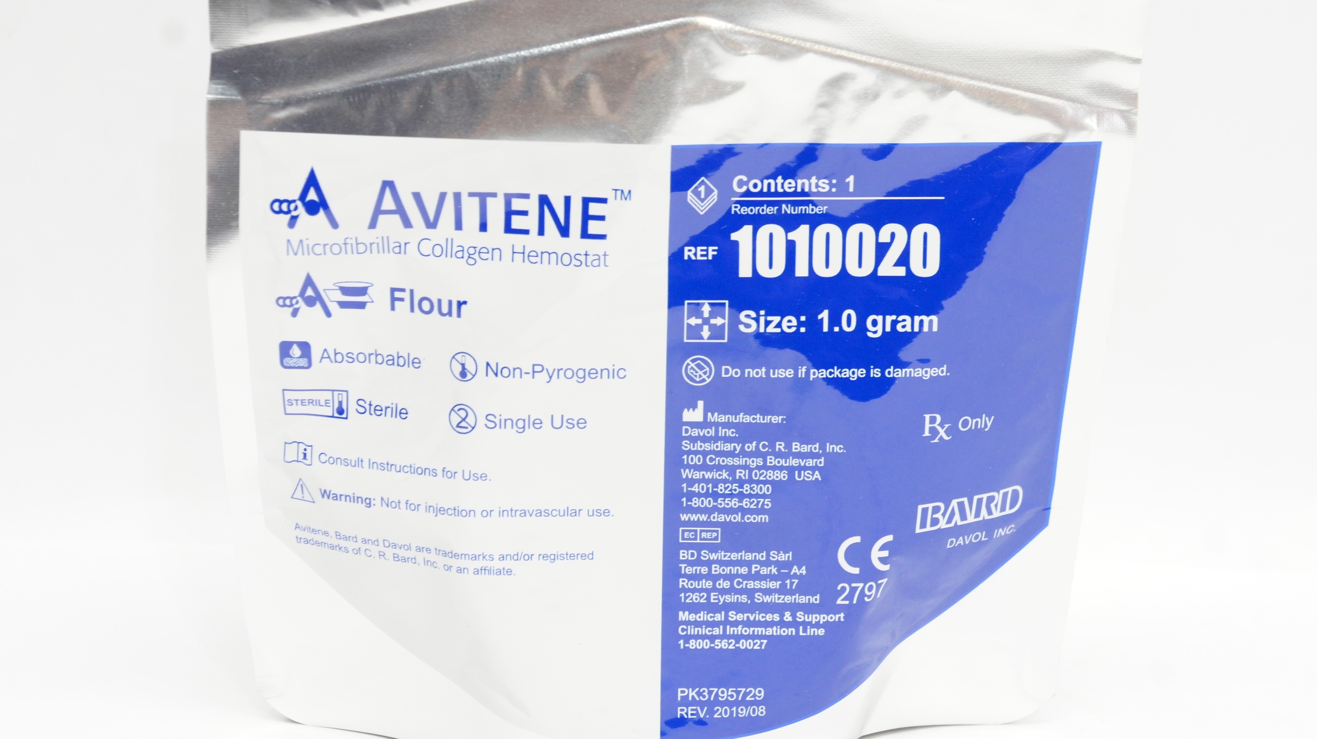 Bard 1010020 Avitene Microfibrillar Collagen Hemostat Flour, Size 1.0 gram