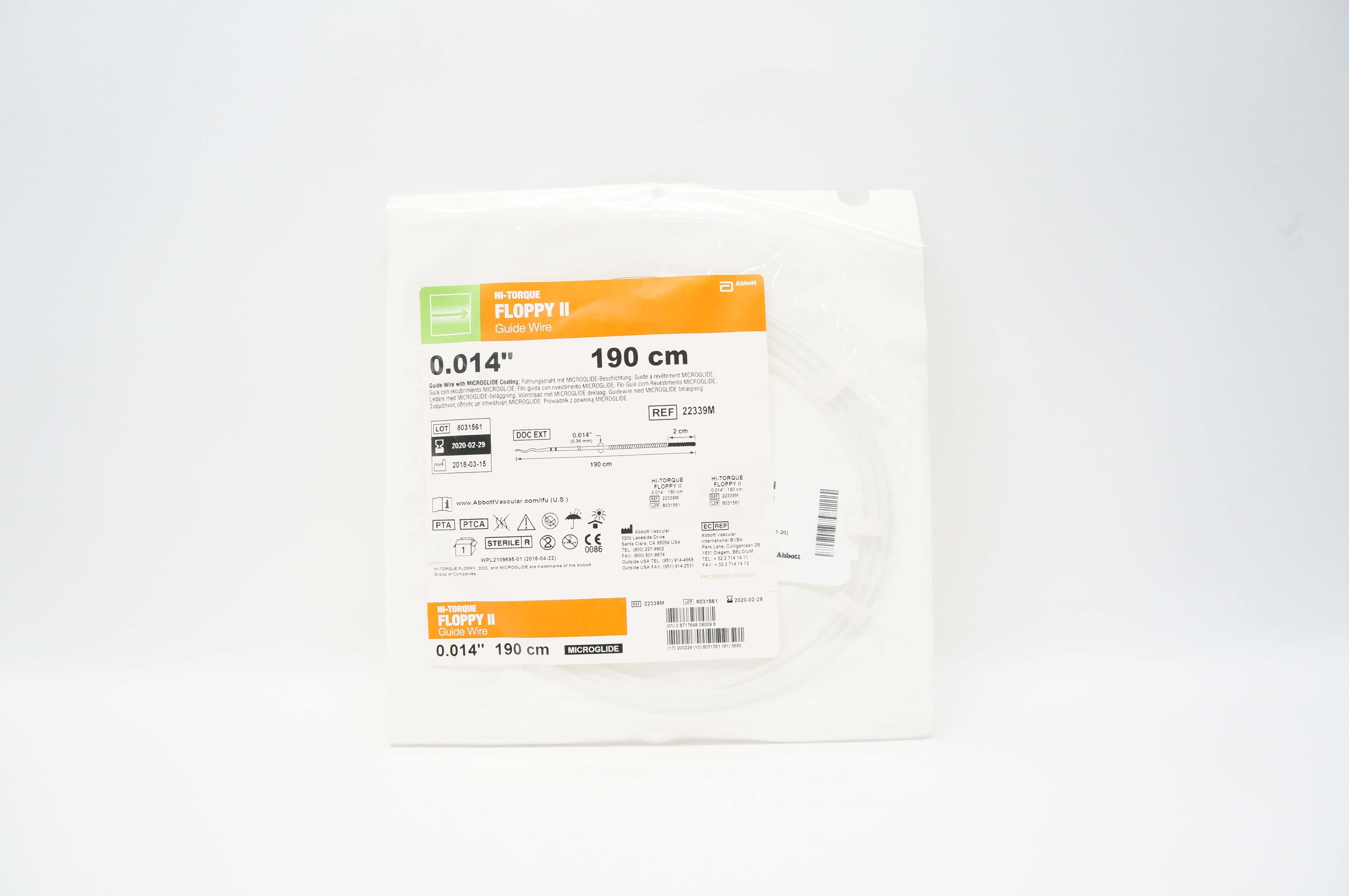 Abbott 22339M Hi-Torque Floppy II Guide Wire 0.014inch x 190cm (x)