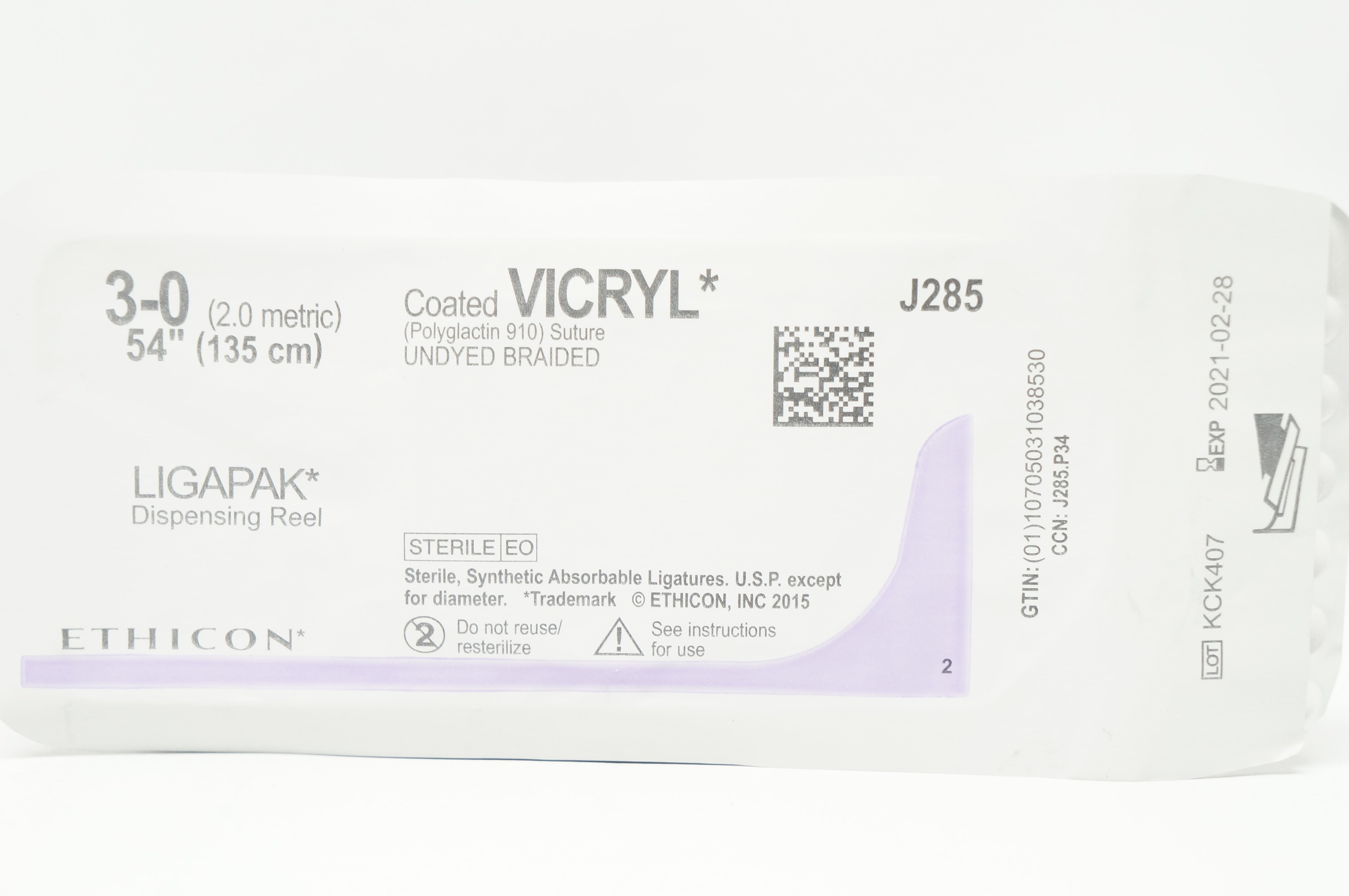 Ethicon J285 3-0 VICRYL Polyglactin Stre LIGAPAK Dispensing Reel, 54inch (x)
