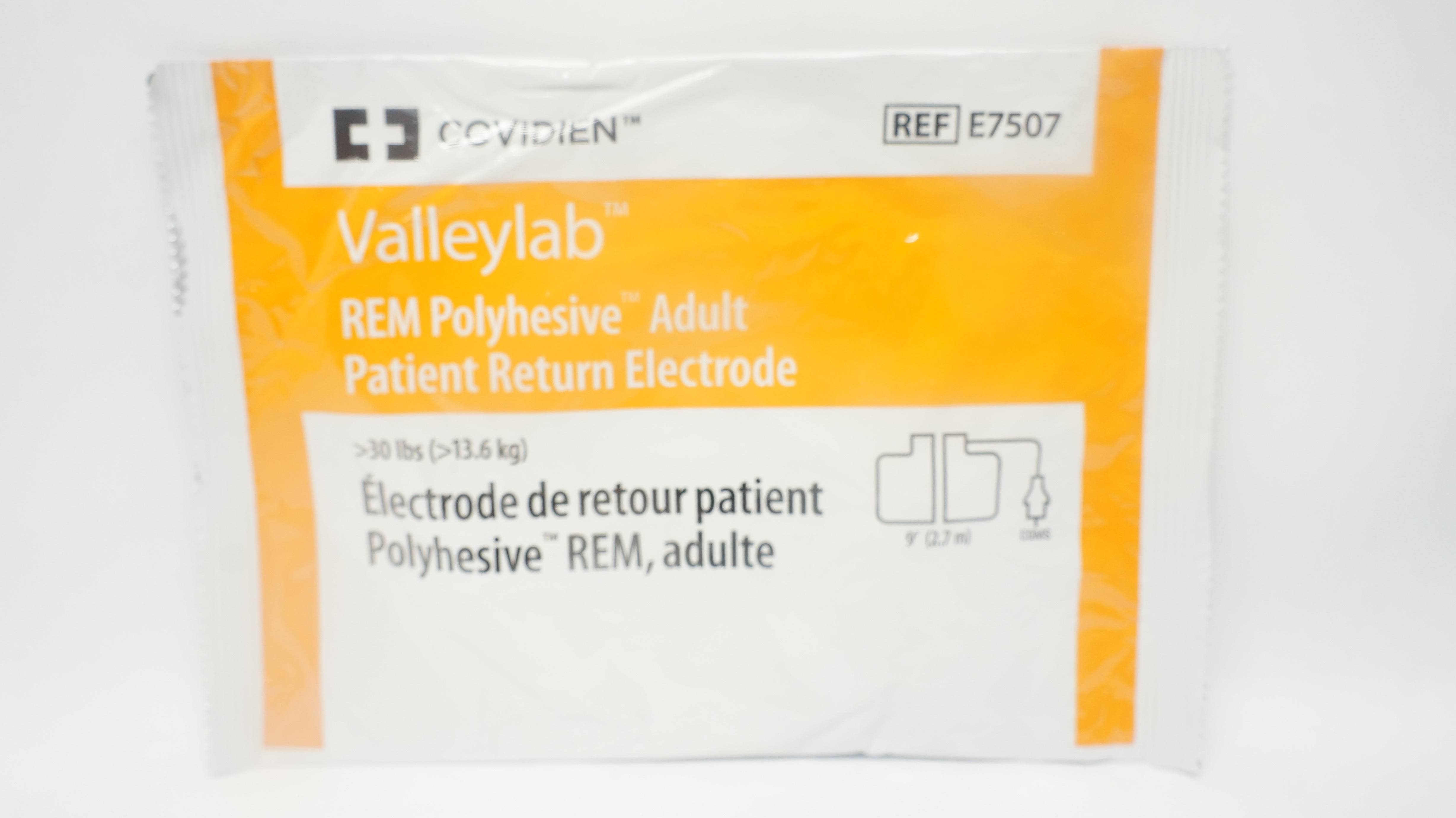 Covidien E7507 Valleylab REM Polyhesive Adult Patient Return Electrode >30lbs