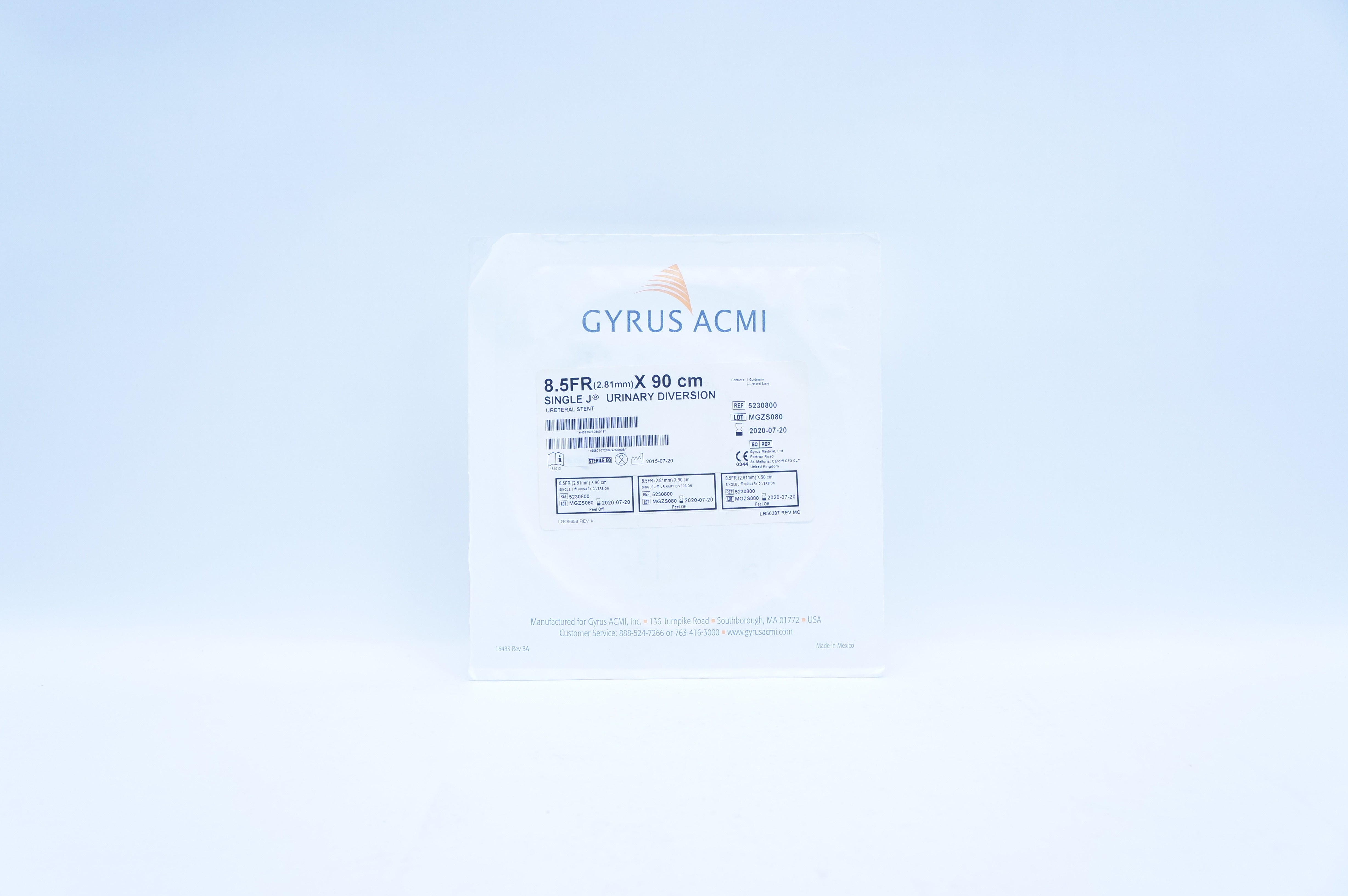 Gyrus ACMI 5230800 Single J Urinary Diversion Ureteral Stnt 8.5Fr. x 90cm (x)