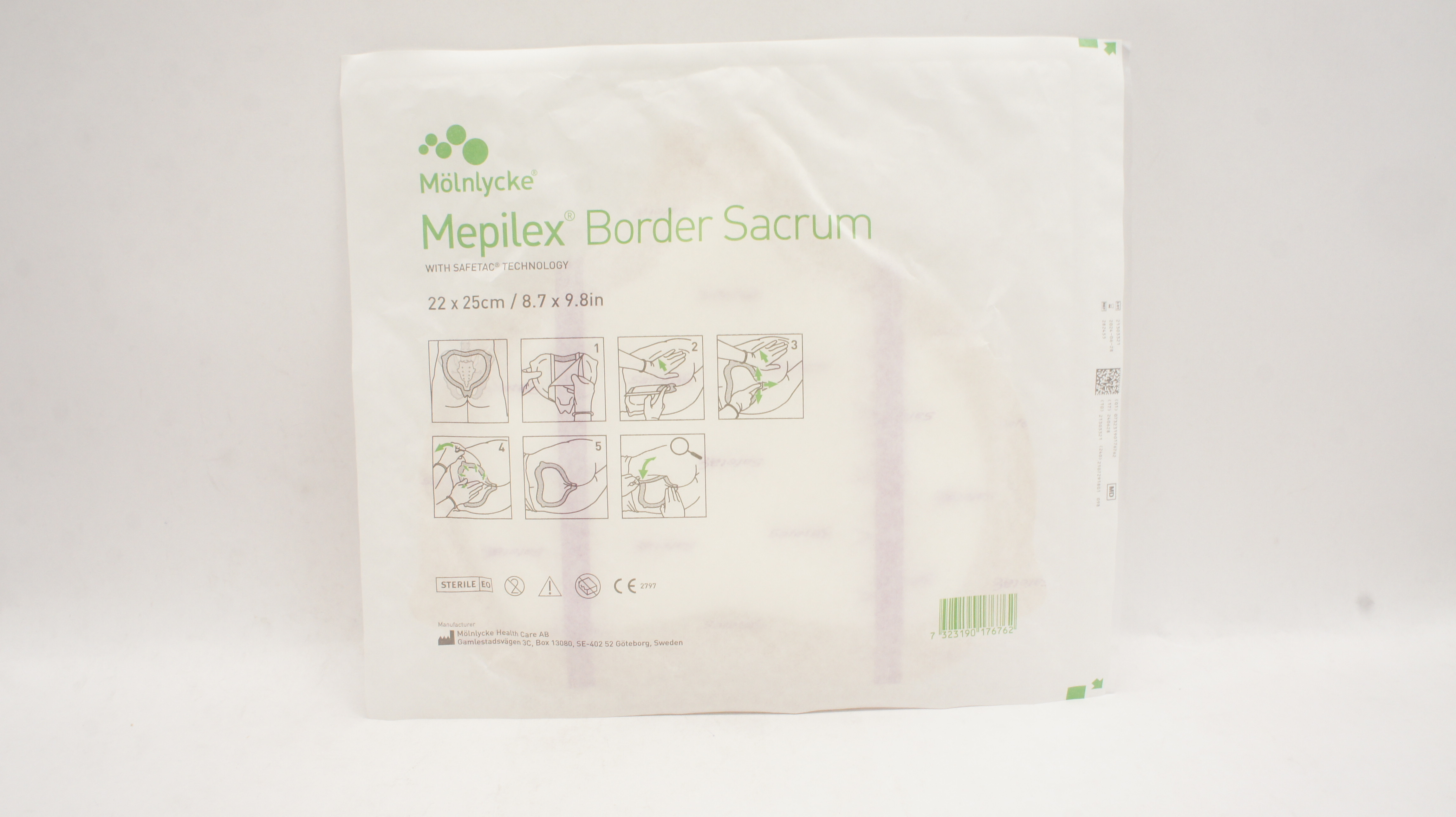 Mölnlycke 282455 Mepilex Border Sacrum Multi-layer Dressing 8.7 x 9.8inch