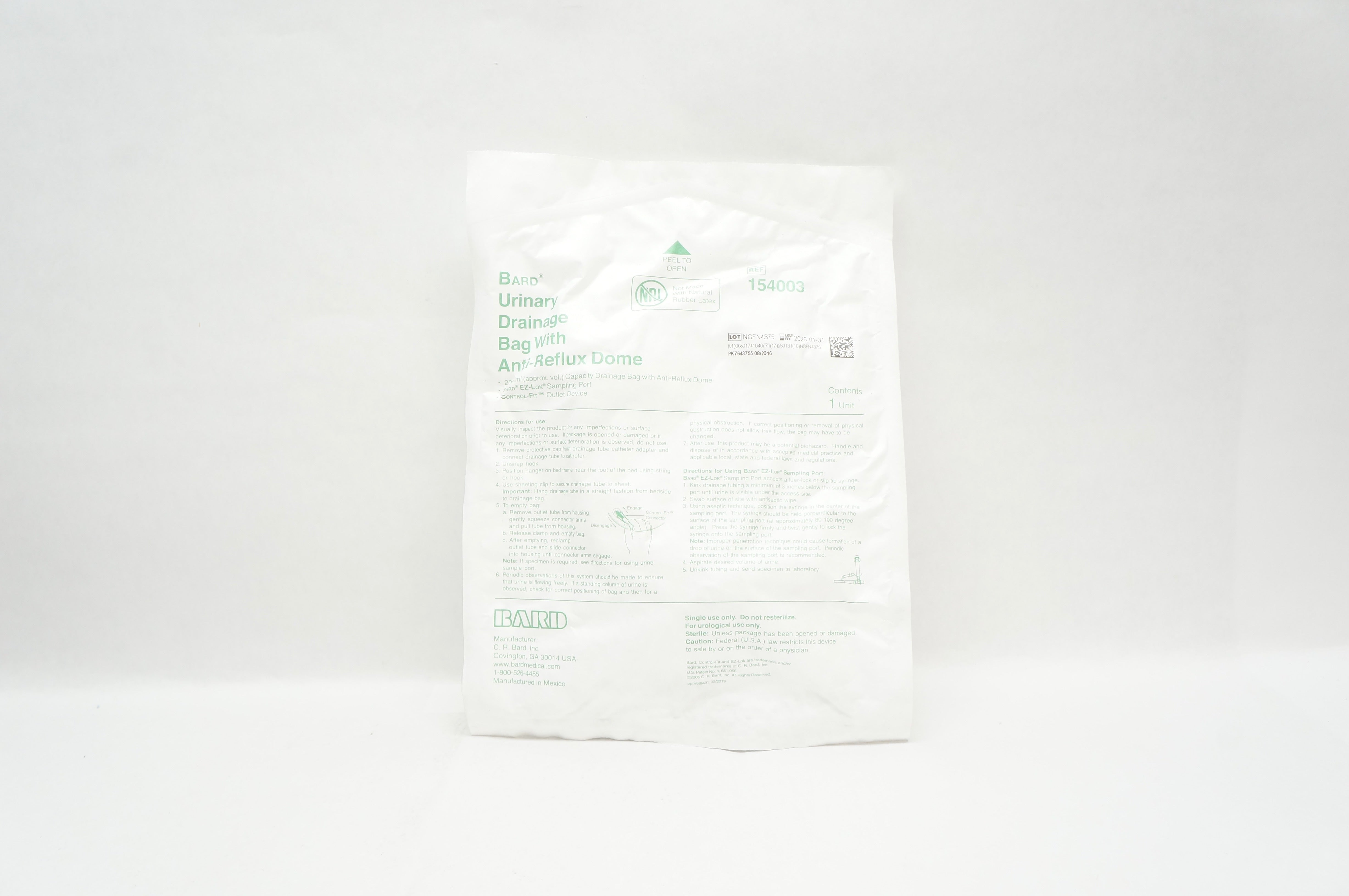 Bard 154003 Urinary Drainage Bag 2000 ml ~ Lot of 3