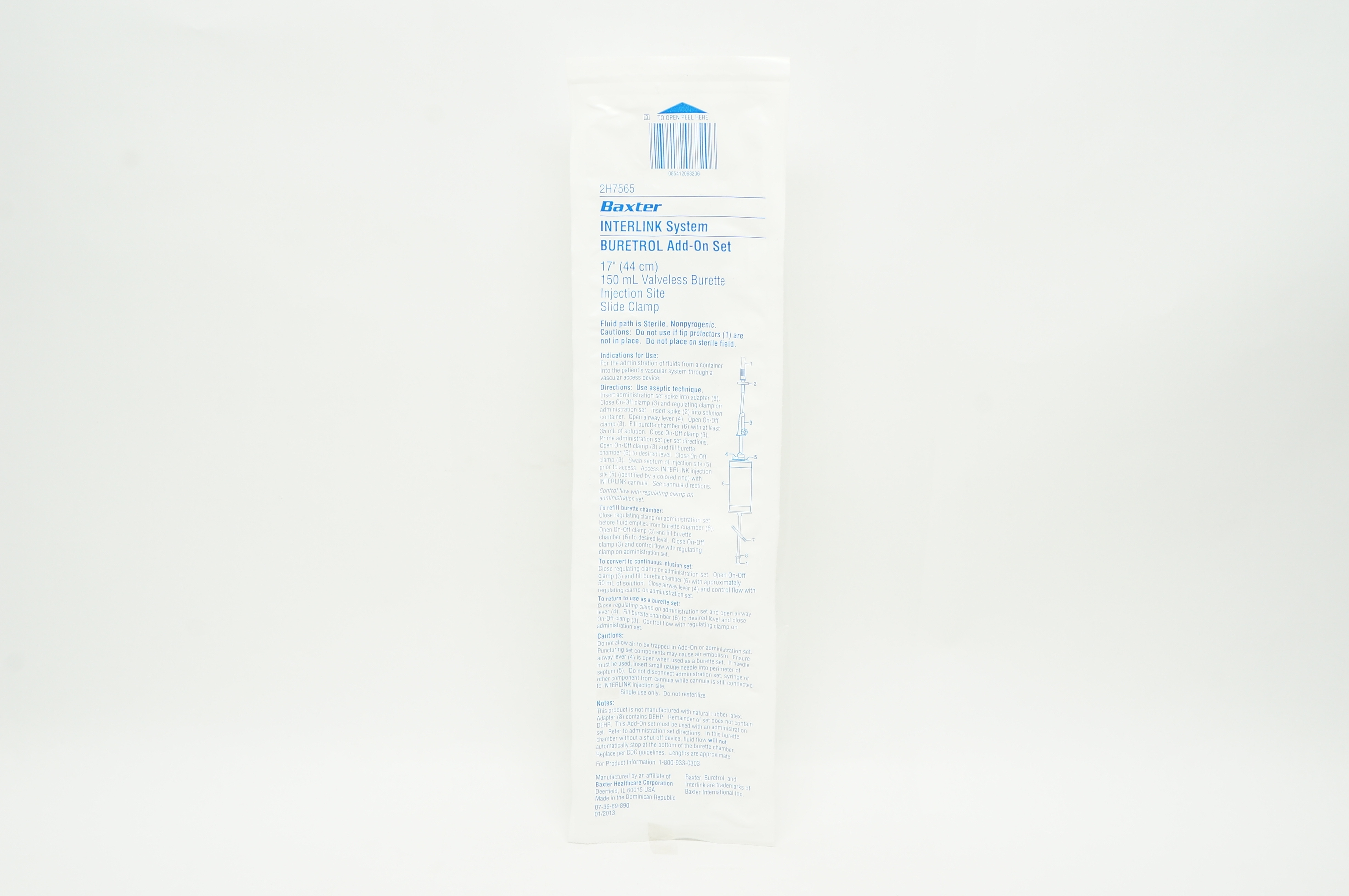 Baxter 2H7565 Interlink System Buretrol Add-On Set 17 inch x 150 mL